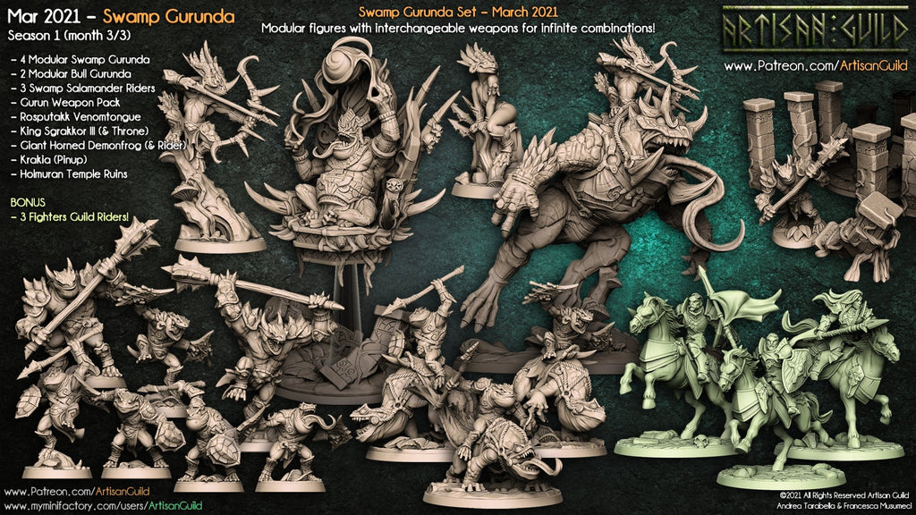 3D Printed Artisan Guild Rosputakk Venomtongue Swamp Gurunda 28mm 32mm