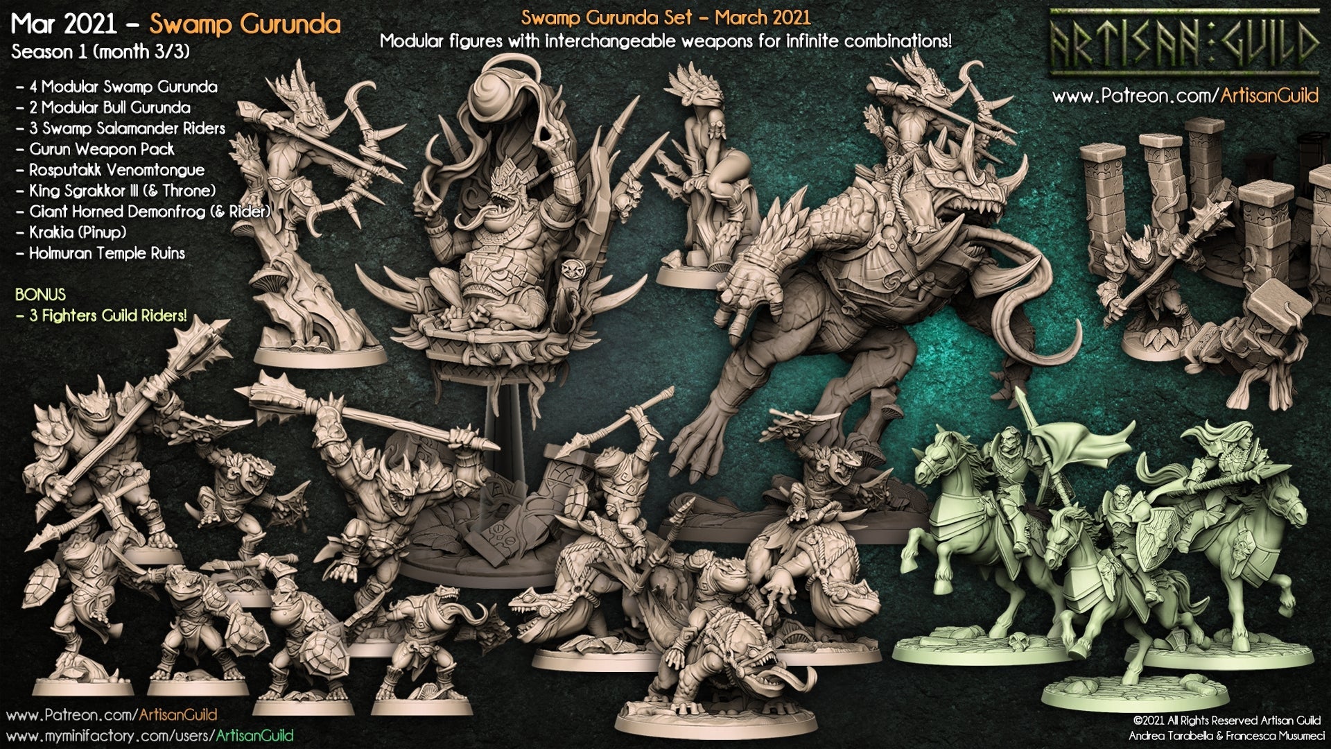 3D Printed Artisan Guild Rosputakk Venomtongue Swamp Gurunda 28mm 32mm