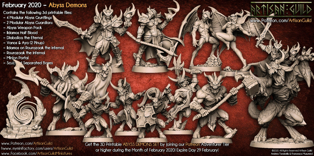 3D Printed Artisan Guild Vanos - Lust Demon Abyss Demons Set 28mm 32mm