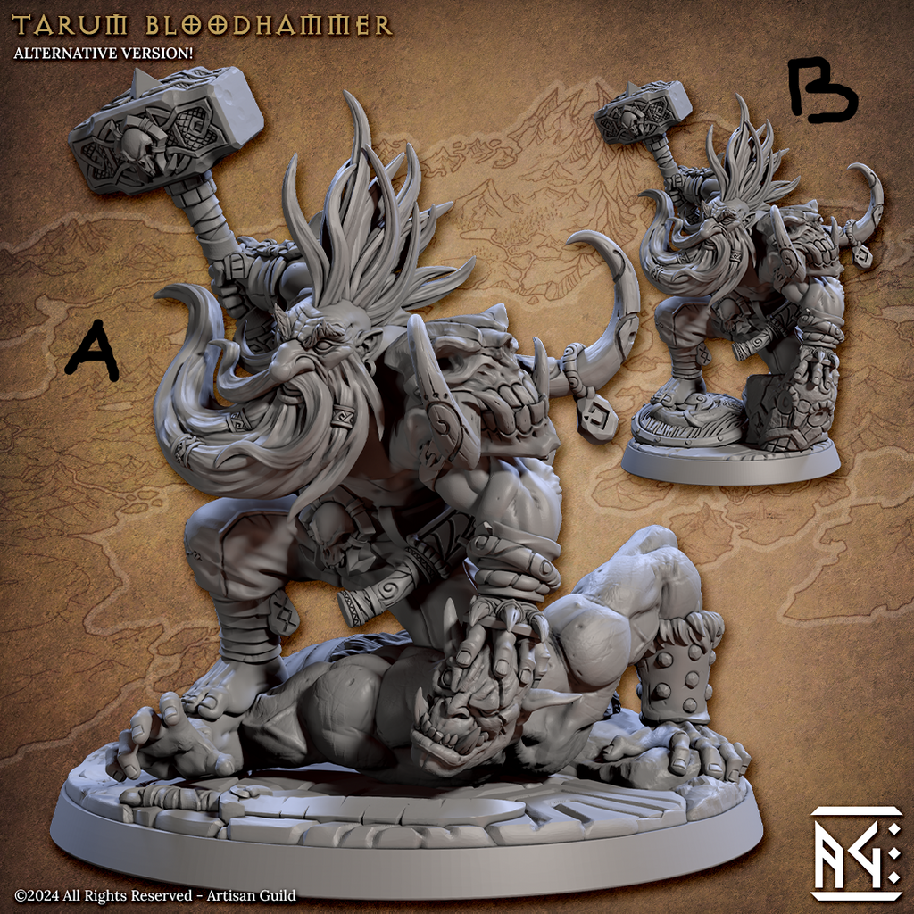 3D Printed Artisan Guild Tarum Bloodhammer Dwarf Berserkers Set 28mm 32mm