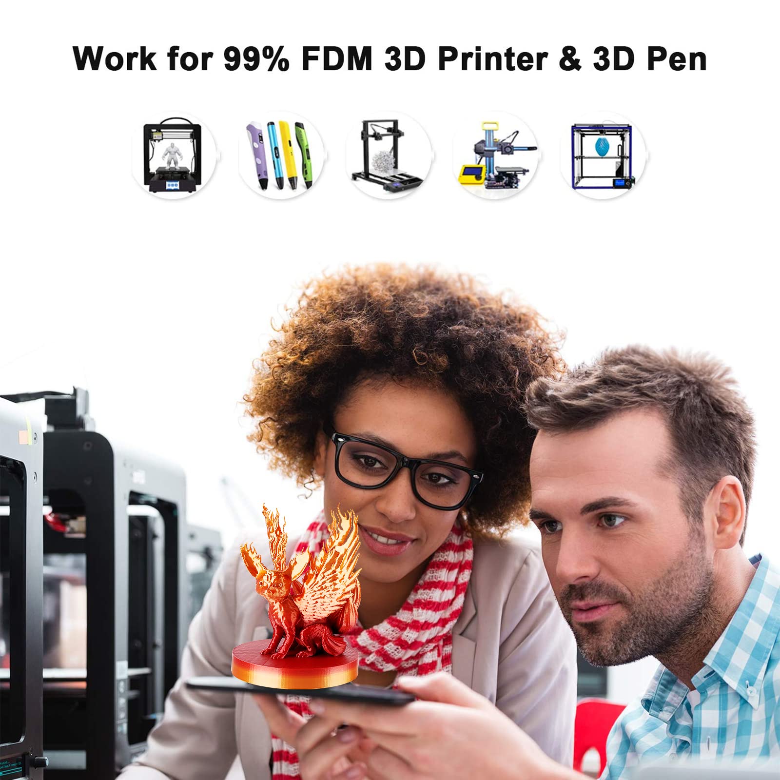 PLA Silk Shiny Gradient 1.75mm, 1KG/2.2LB