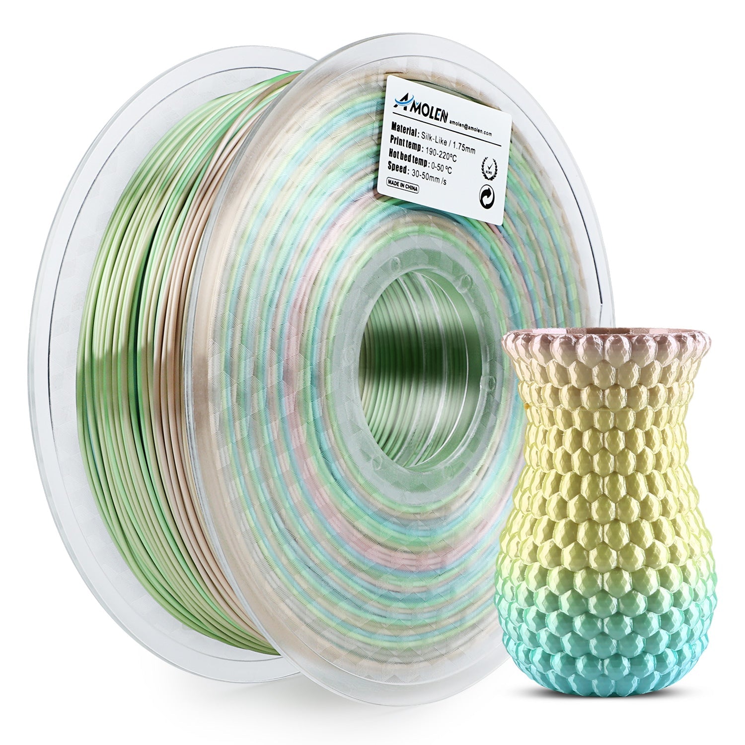 PLA Silk Rainbow 1.75mm, 1KG/2.2LB