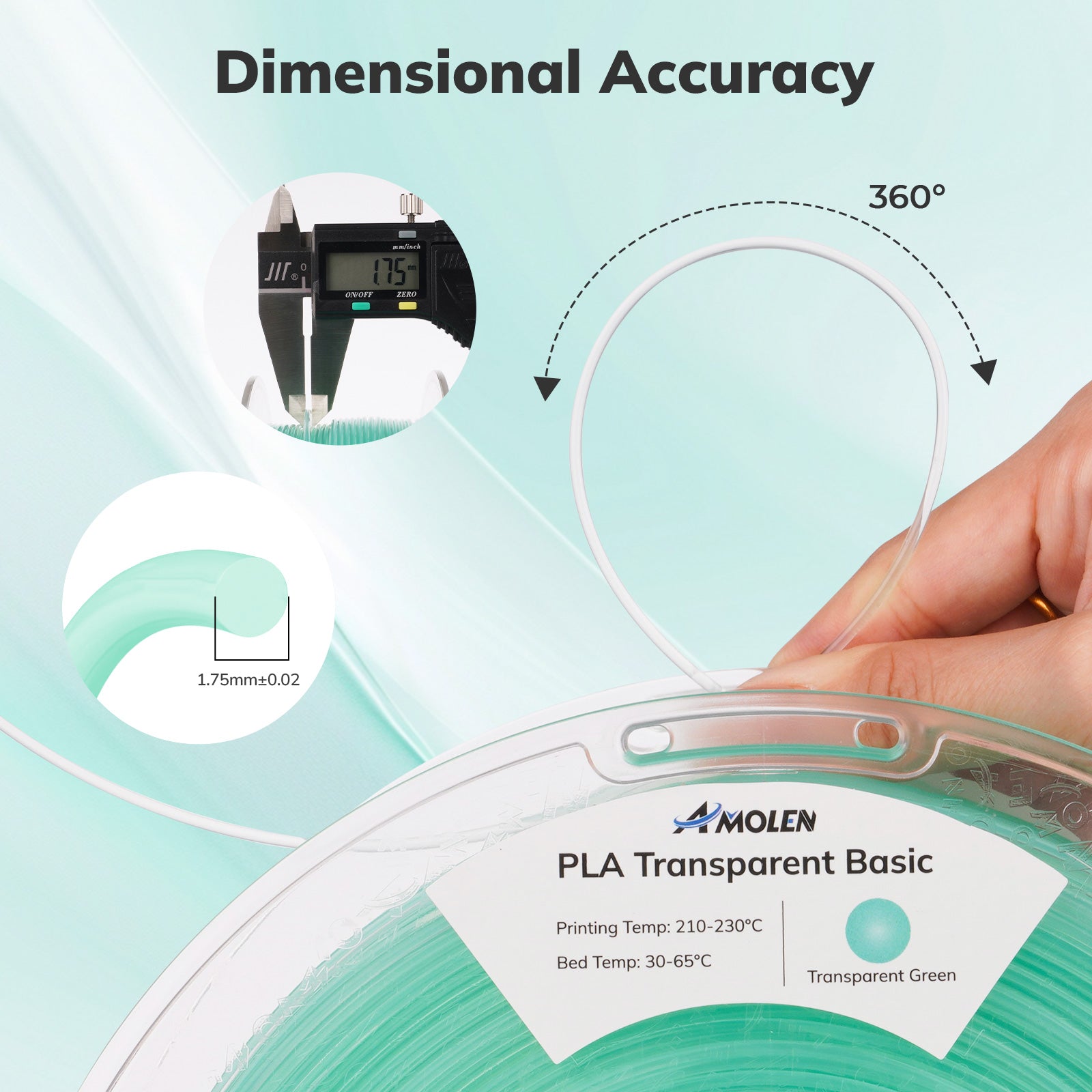 PLA Crystal-Transparent 1.75mm, 1KG/2.2LB