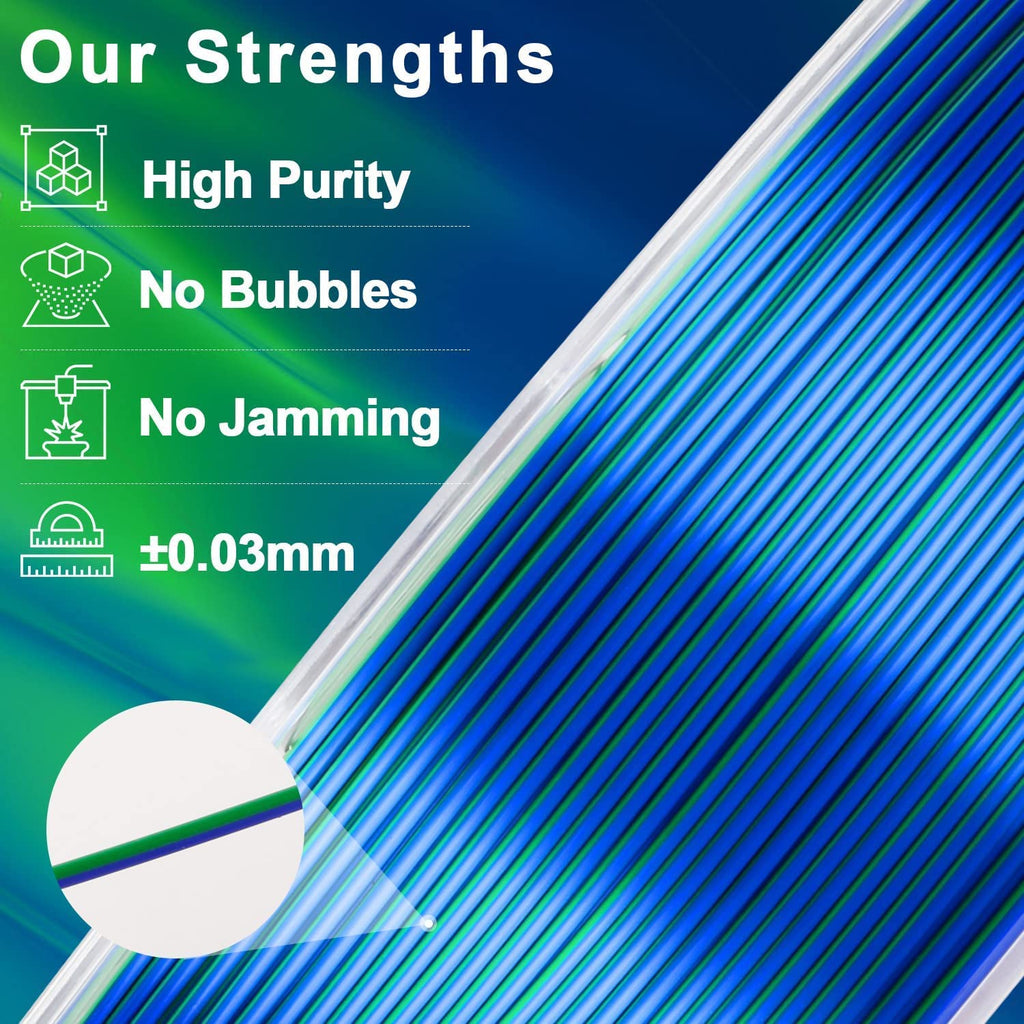 PLA Silk Dual Color Filament 1.75mm, 1KG/2.2LB