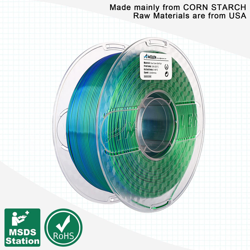 PLA Silk Dual Color Filament 1.75mm, 1KG/2.2LB