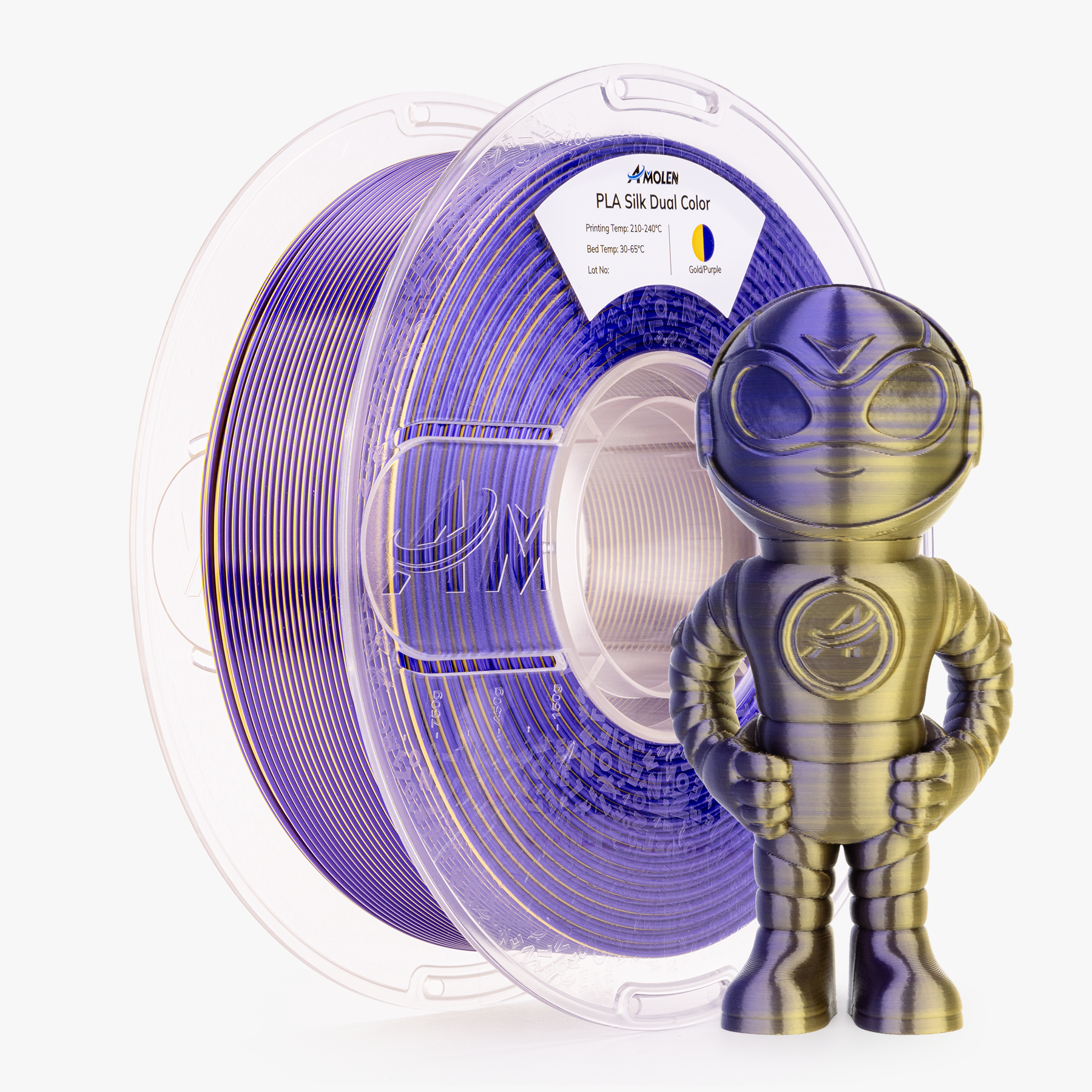 PLA Silk Dual Color Filament 1.75mm, 1KG/2.2LB