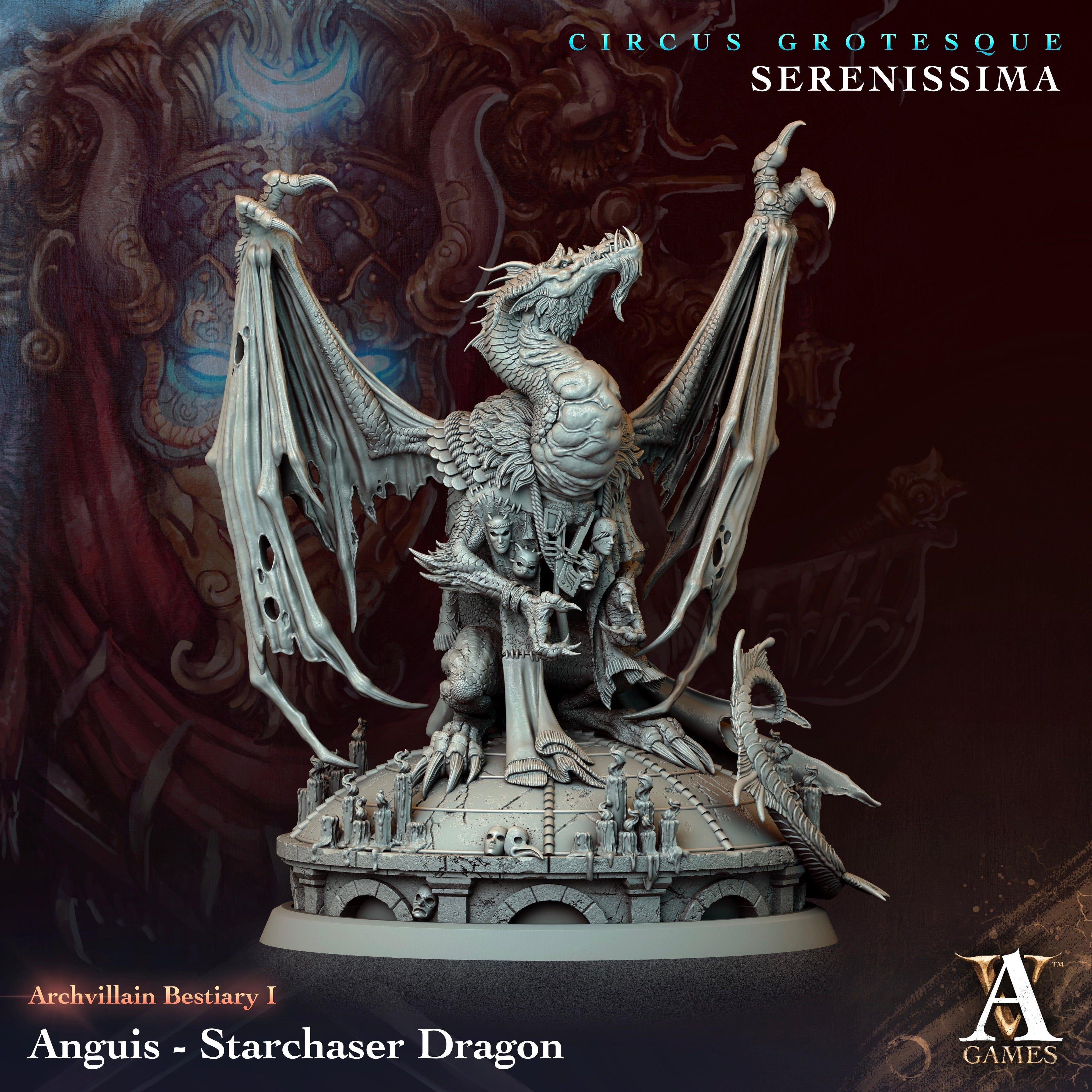 3D Printed Archvillain Games Archvillain Bestiary Vol. I Anguis - Starchaser Dragon 28 32mm D&D