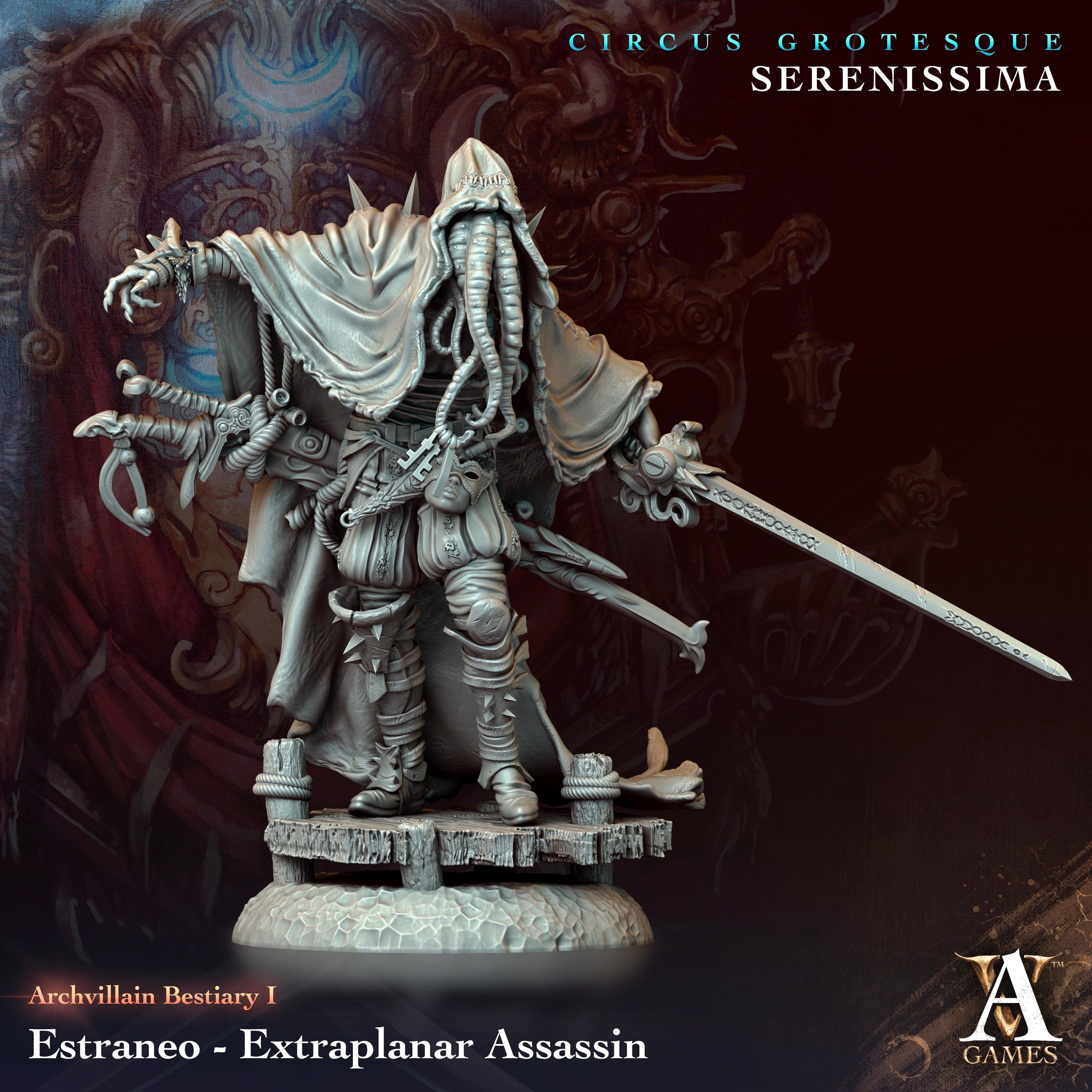 3D Printed Archvillain Games Archvillain Bestiary Vol. I  Estraneo - Extraplanar Assasin 28 32mm D&D