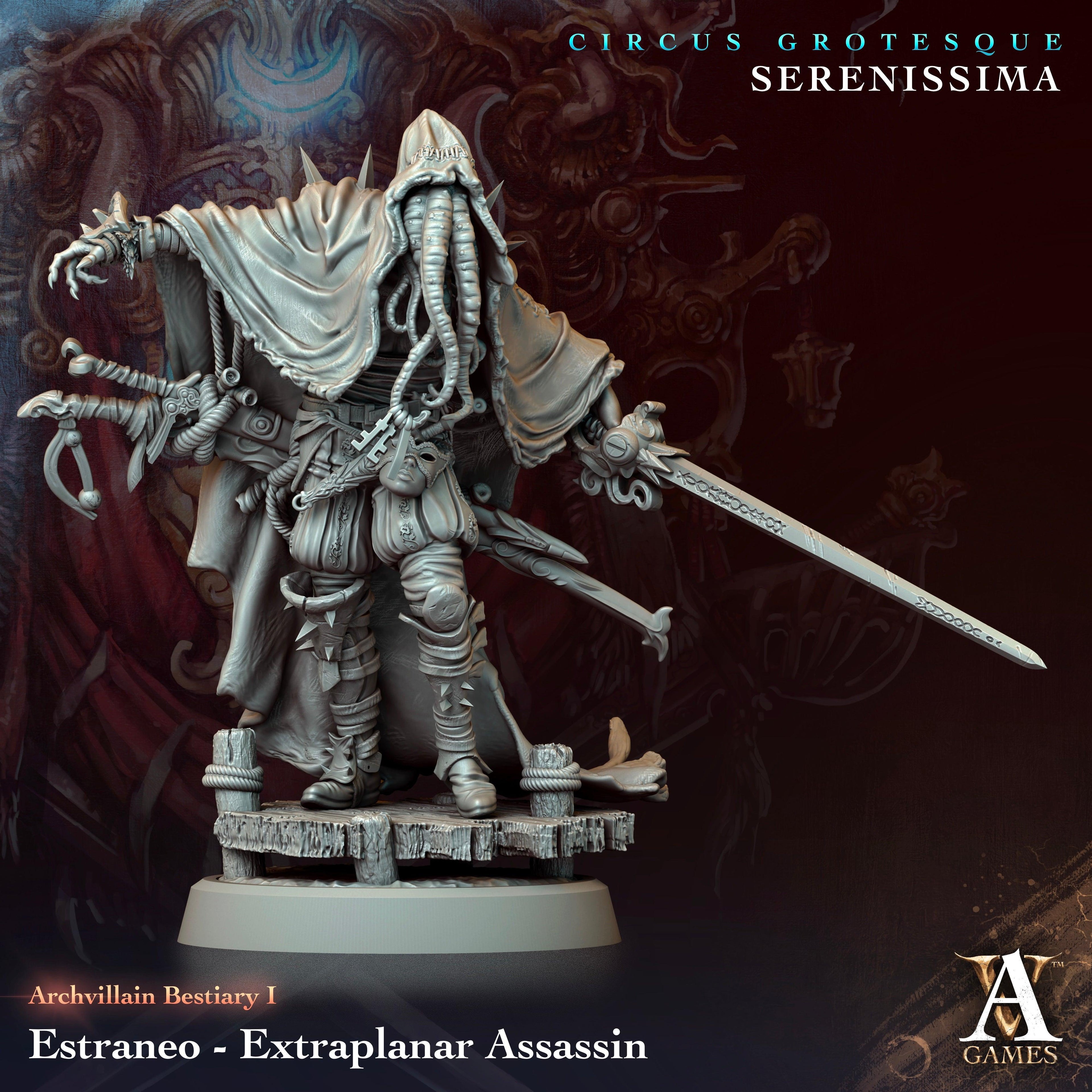 3D Printed Archvillain Games Archvillain Bestiary Vol. I  Estraneo - Extraplanar Assasin 28 32mm D&D