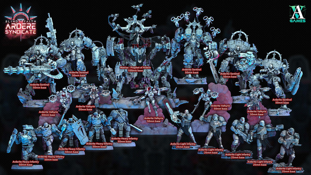 3D Printed Archvillain Games Arderite Heavy Infantry Blind Faith - Ardere Syndicate 28 32mm D&D