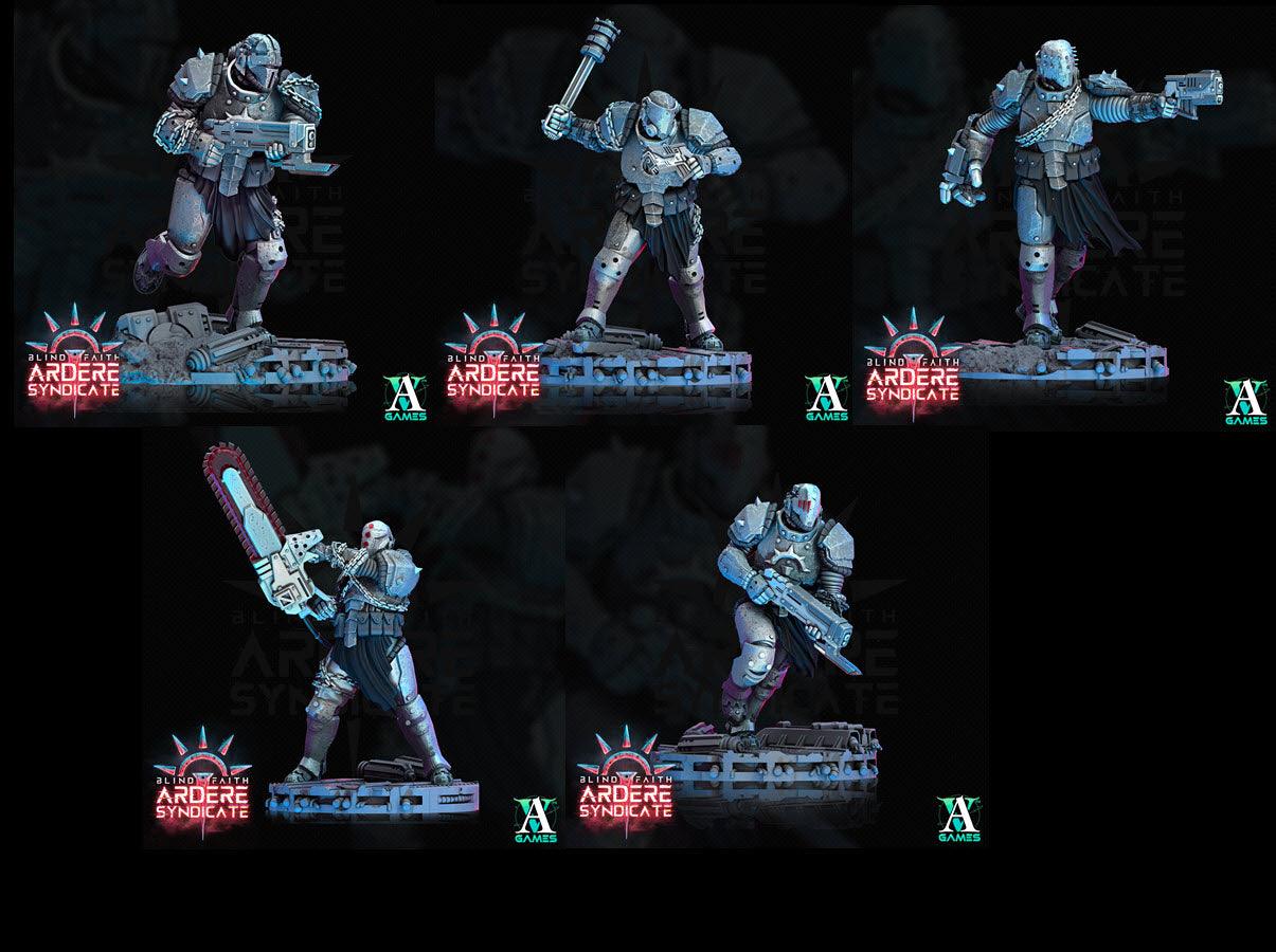 3D Printed Archvillain Games Arderite Light Infantry Blind Faith - Ardere Syndicate 28 32mm D&D