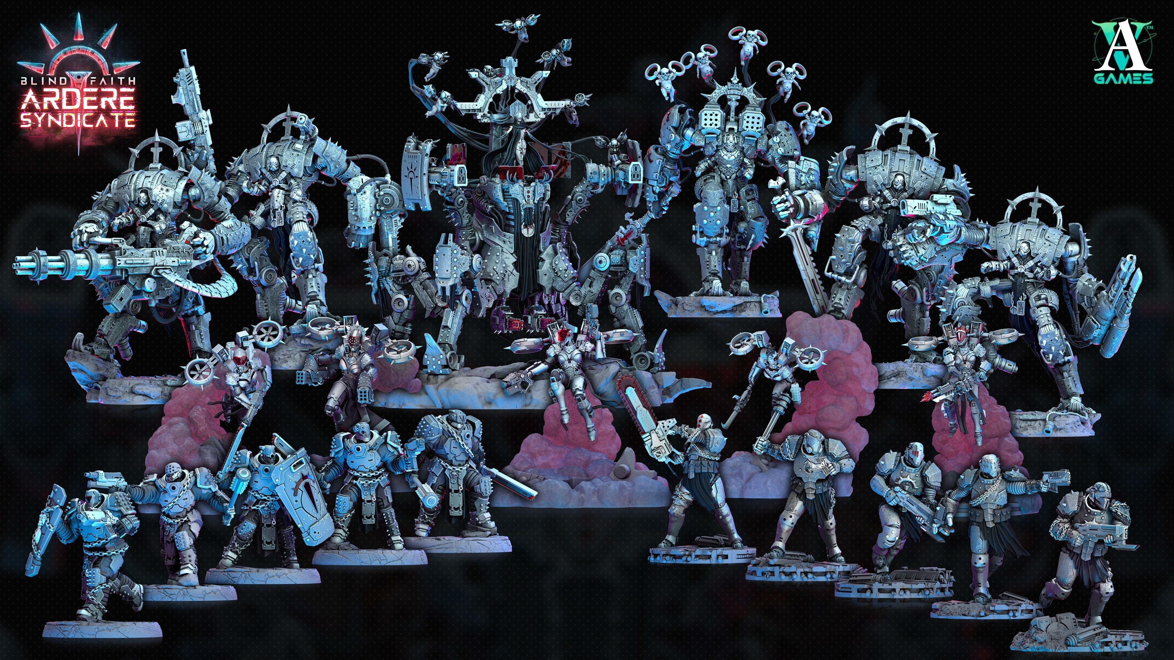 3D Printed Archvillain Games Arderite Sentinels Set Blind Faith - Ardere Syndicate 28 32mm D&D