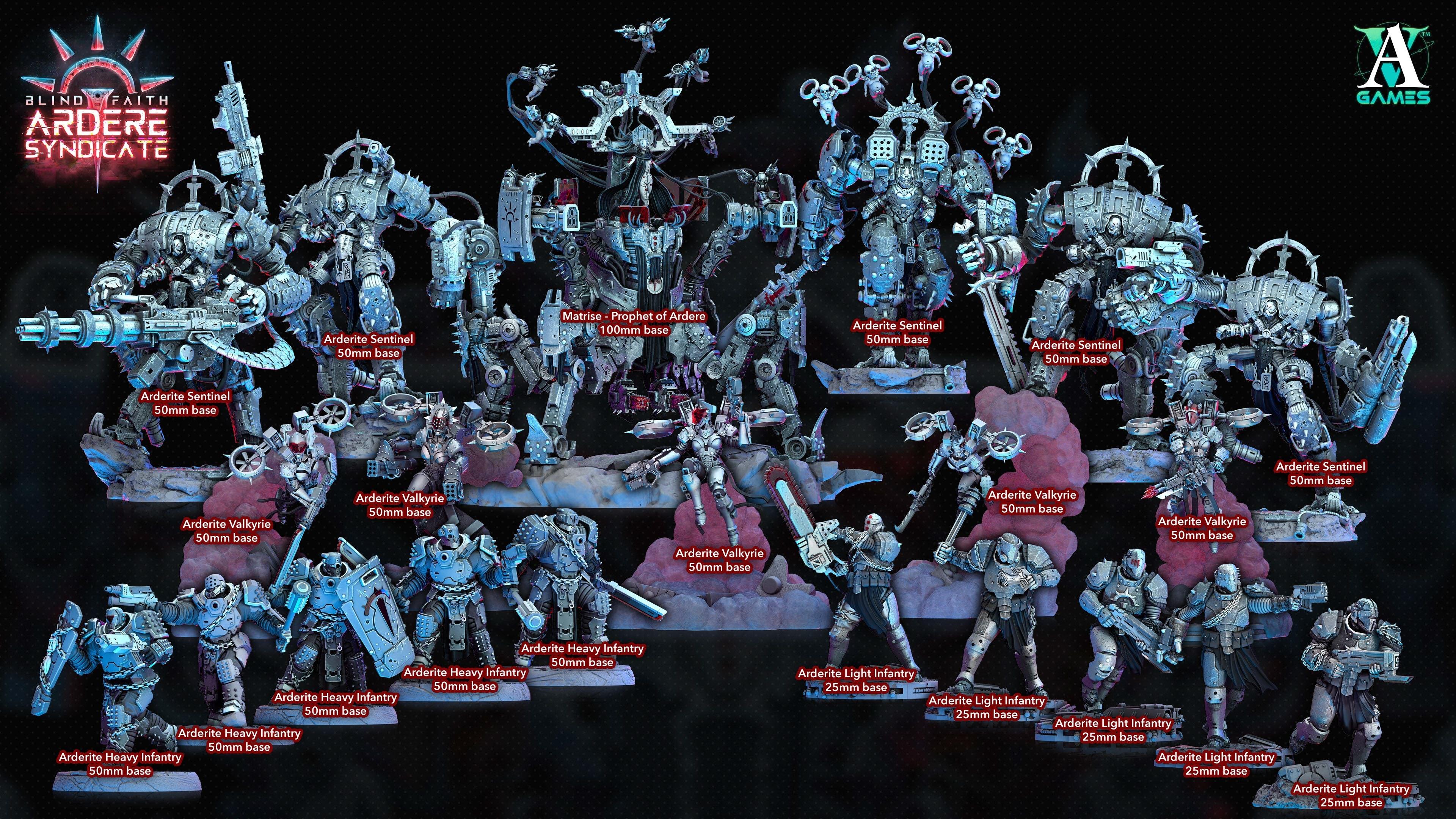 3D Printed Archvillain Games Arderite Sentinels VFX Set Blind Faith - Ardere Syndicate 28 32mm D&D