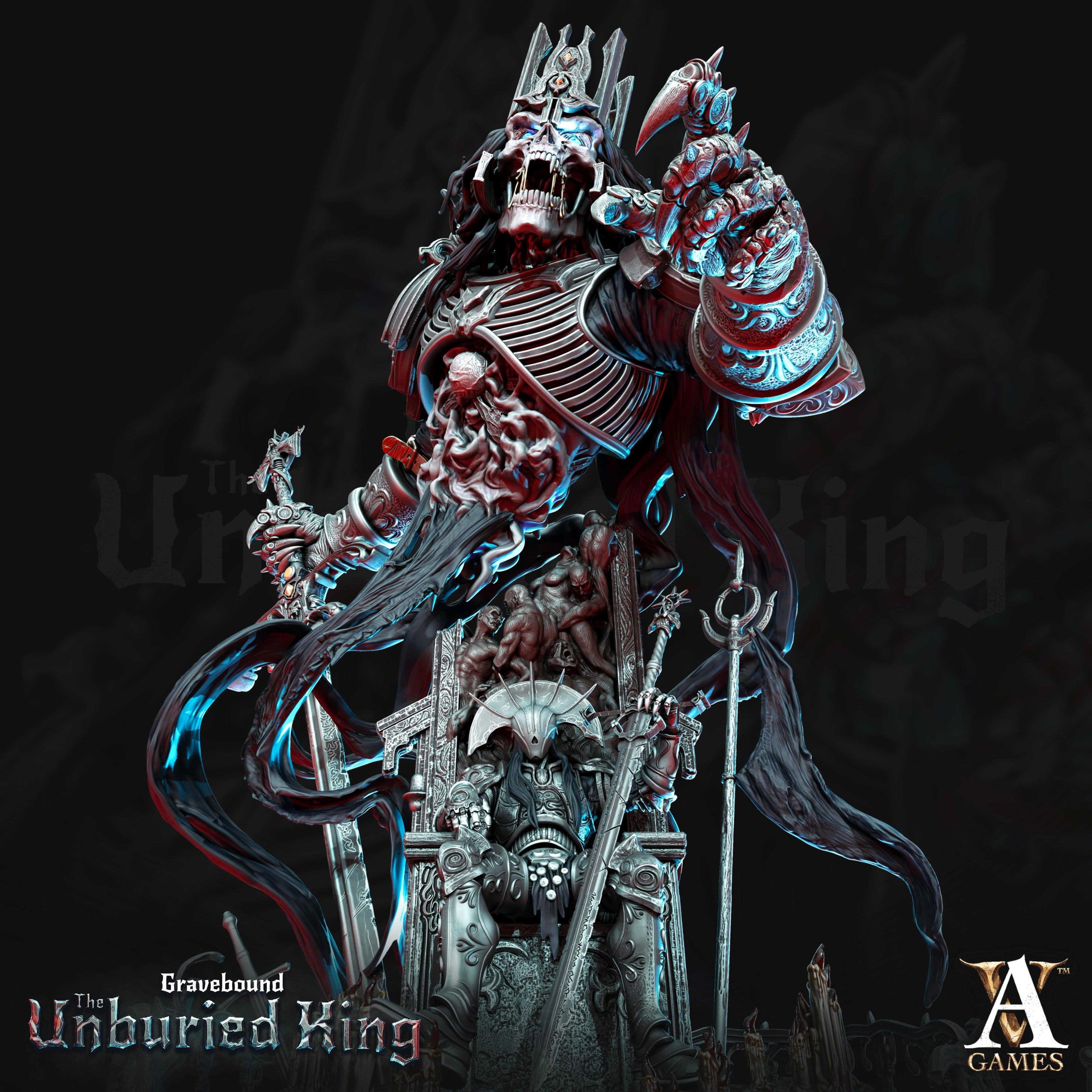 3D Printed Archvillain Games Atrum Rex - Gravebound The Unburied King 28 32mm D&D