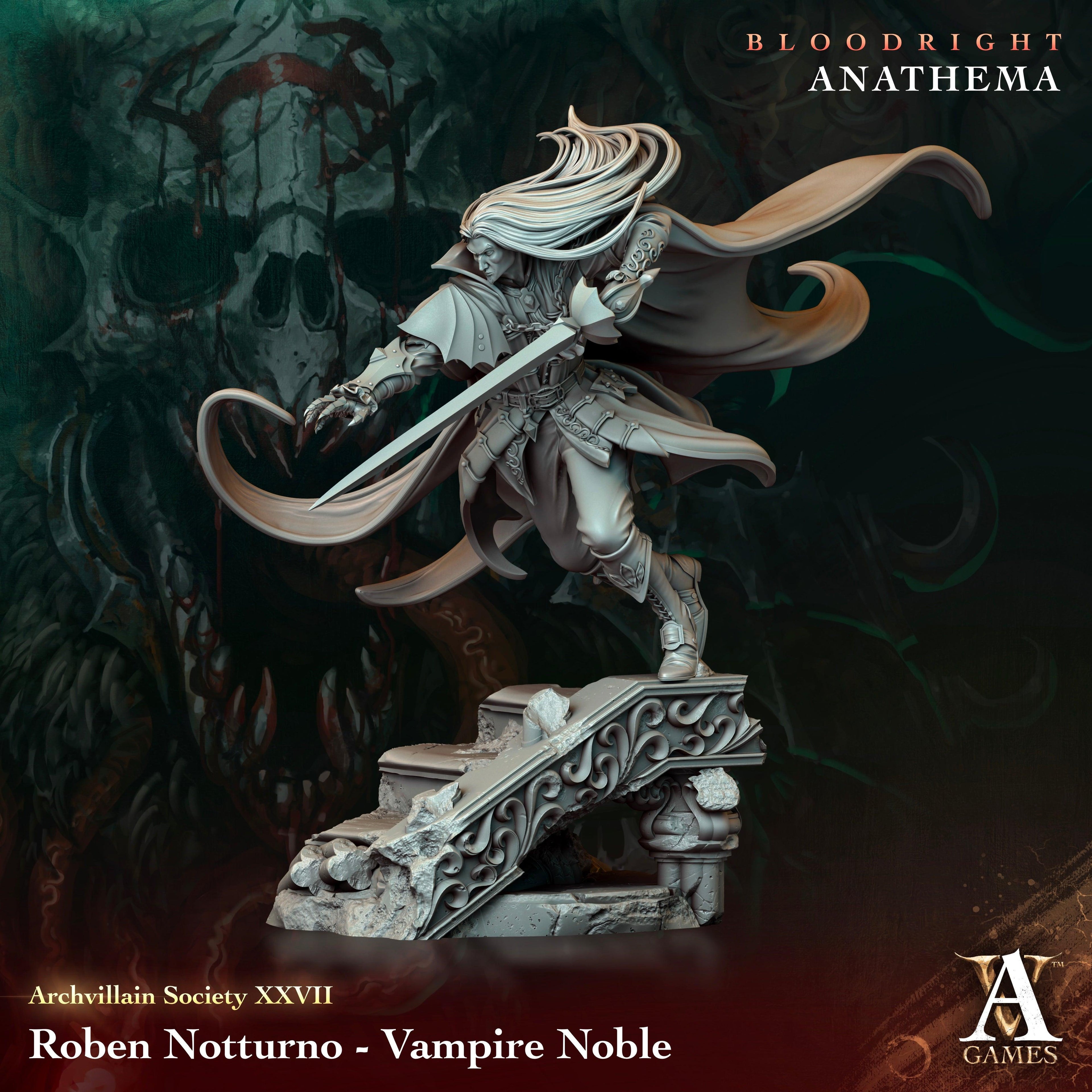 3D Printed Archvillain Games Roben Notturno - Vampire Noble Archvillain Society Vol. XXVIII 28 32mm D&D