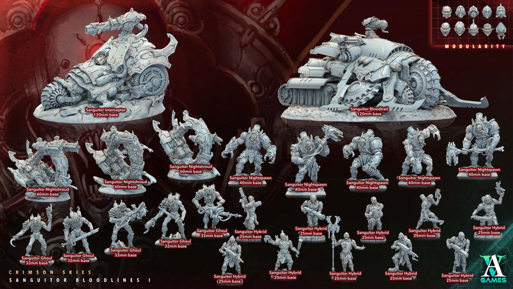 3D Printed Archvillain Games Sanguitor Nightshrouds Crimson Skies - Sanguitor Bloodlines Bloodright - Anathema 28 32mm D&D