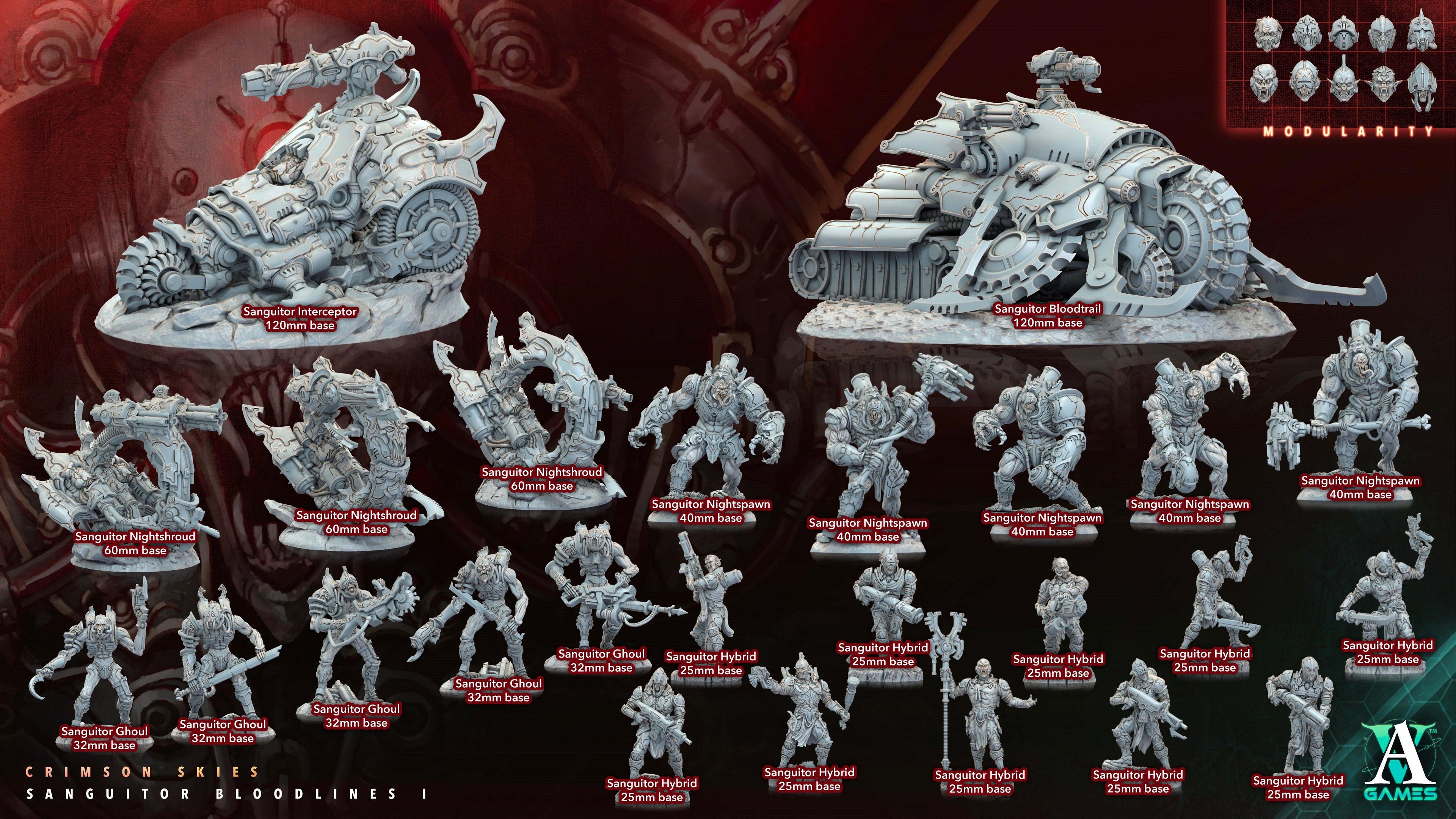 3D Printed Archvillain Games Sanguitor Nightshrouds Crimson Skies - Sanguitor Bloodlines Bloodright - Anathema 28 32mm D&D