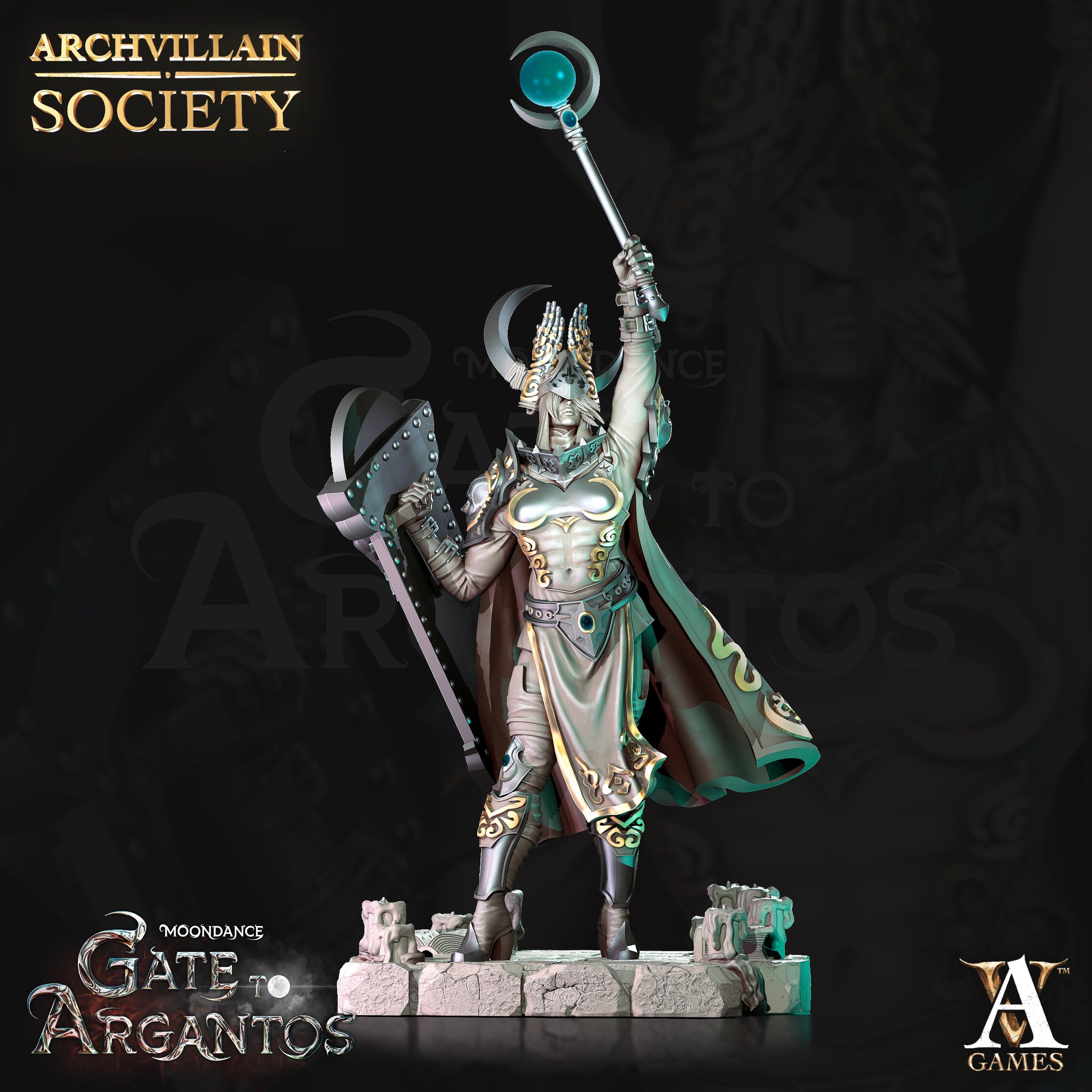 3D Printed Archvillain Games Zinnia Hammond - Warpriest of Celadren Moondance - Gate to Argantos 28 32mm D&D