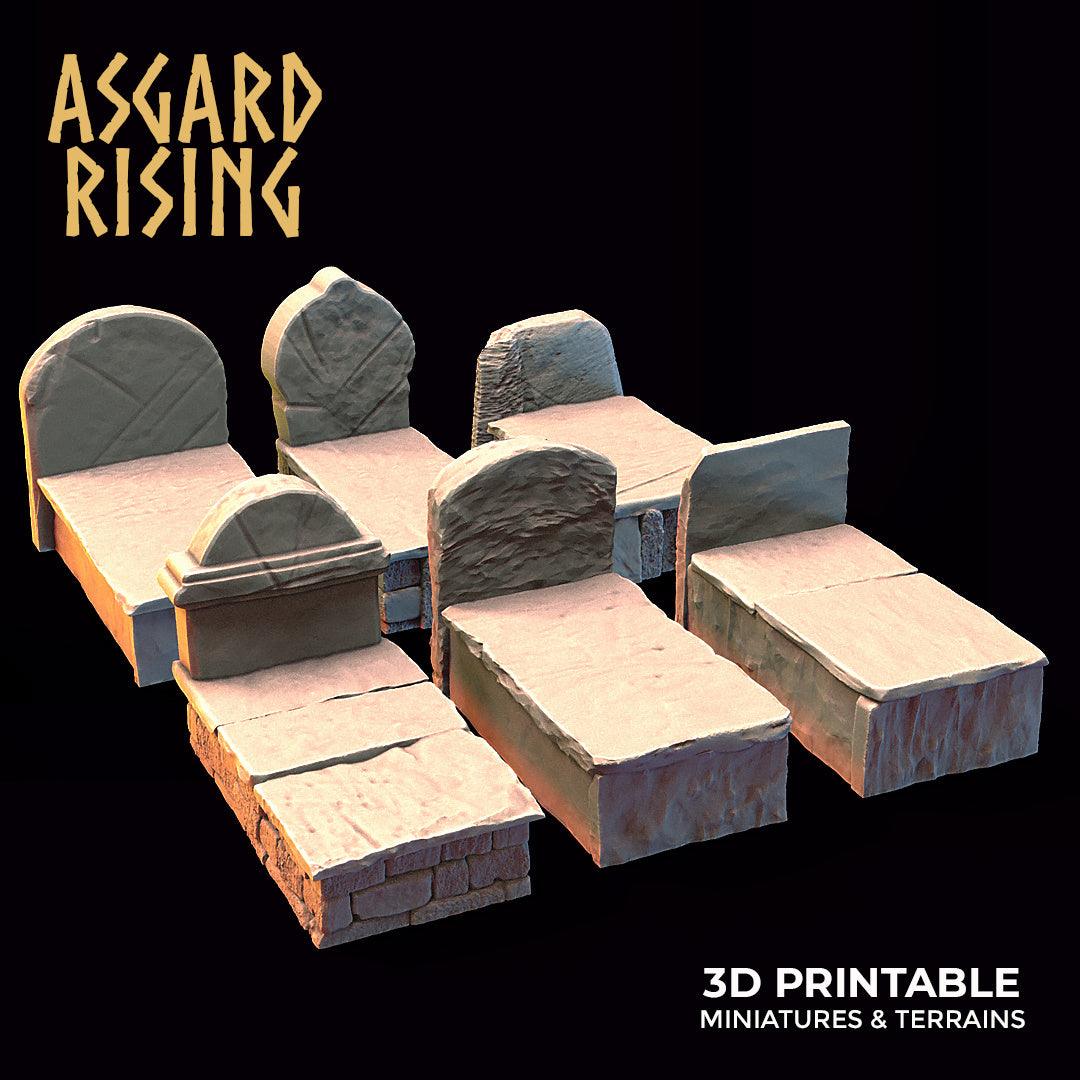 3D Printed Asgard Rising Cemetery Graves Set 28mm-32mm Ragnarok D&D