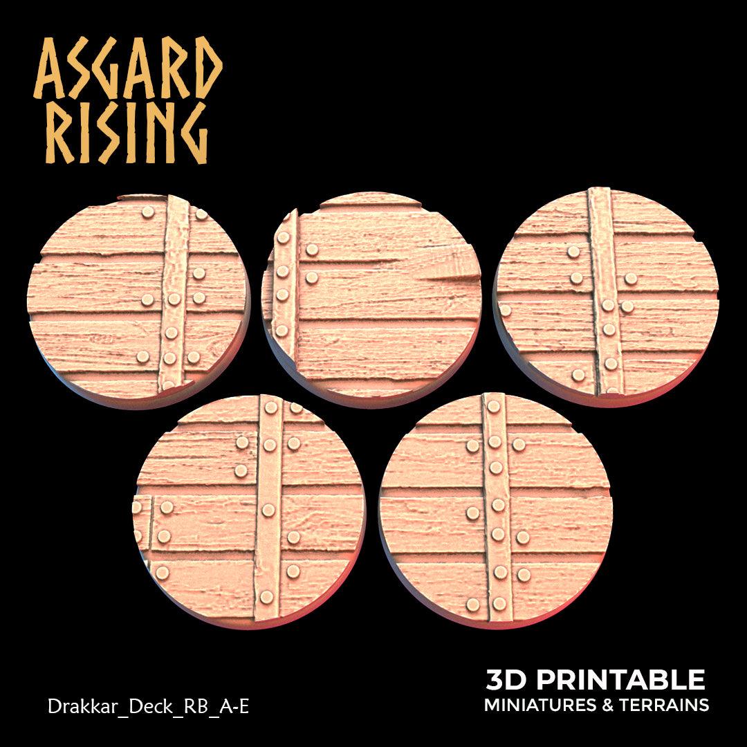 3D Printed Asgard Rising Drakkar Deck Round Bases 25 28 32 35mm Version 1 28 32 mm Wargaming DnD