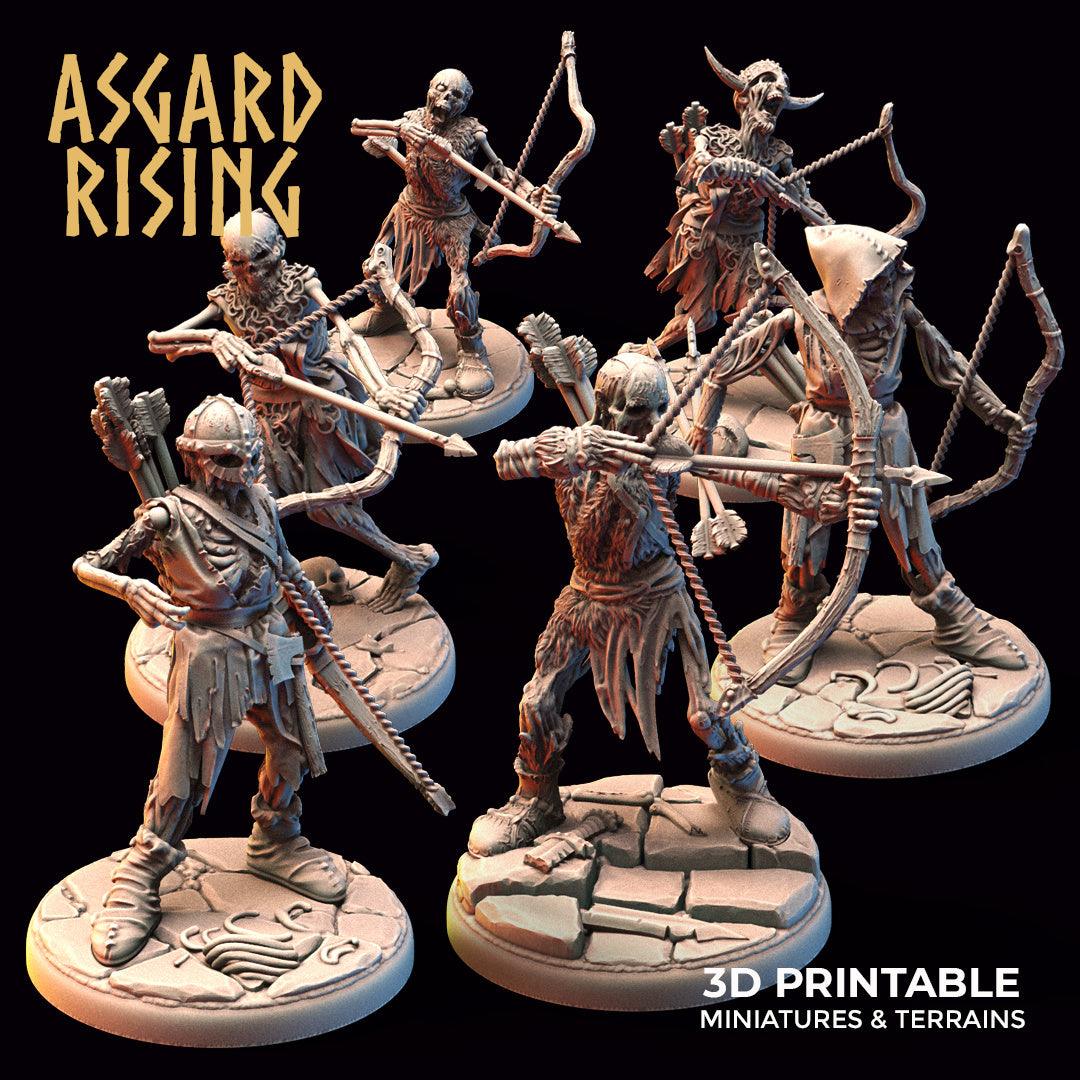 3D Printed Asgard Rising Draugr - Undead Skeleton Archers Set 28mm - 32mm