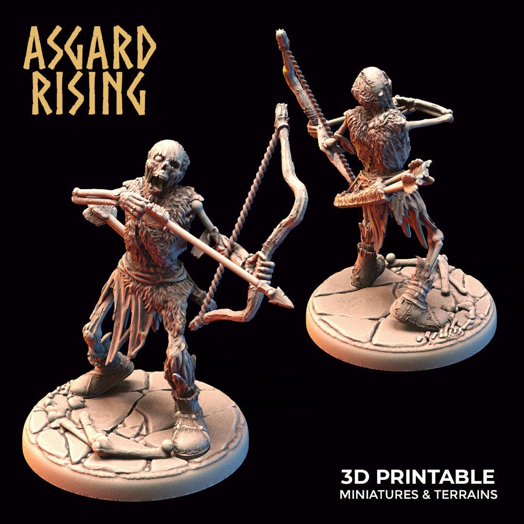 3D Printed Asgard Rising Draugr - Undead Skeleton Archers Set 28mm - 32mm