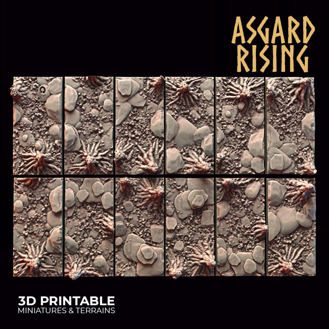 3D Printed Asgard Rising Roadside Rectangular Base Set 50x25mm D&D