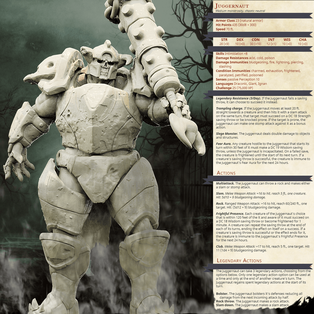 3D Printed Bestiary Vol. 4 Nafarrate - Juggernaut 32mm Ragnarok D&D