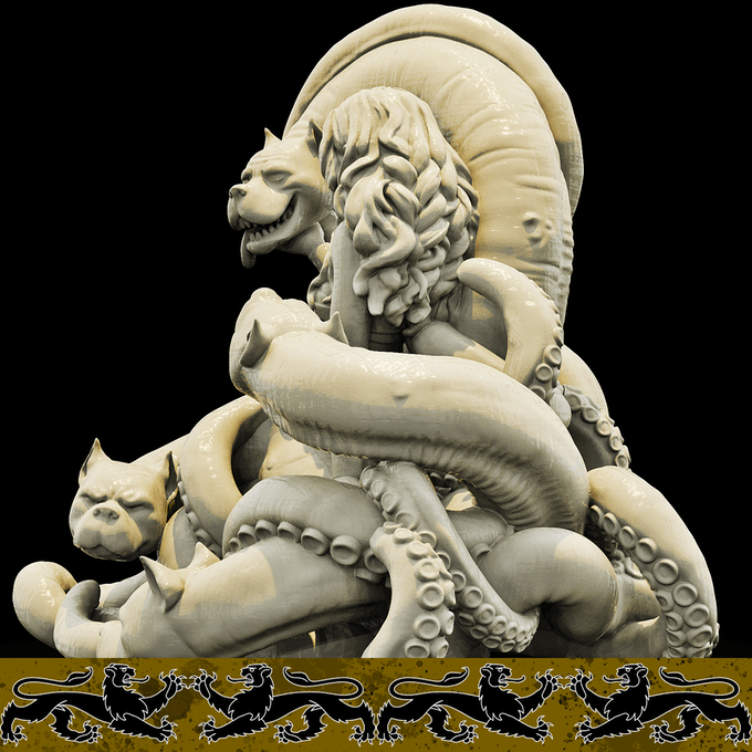 3D Printed Bestiary Vol. 4 Nafarrate - Scylla Fiend 32mm Ragnarok D&D