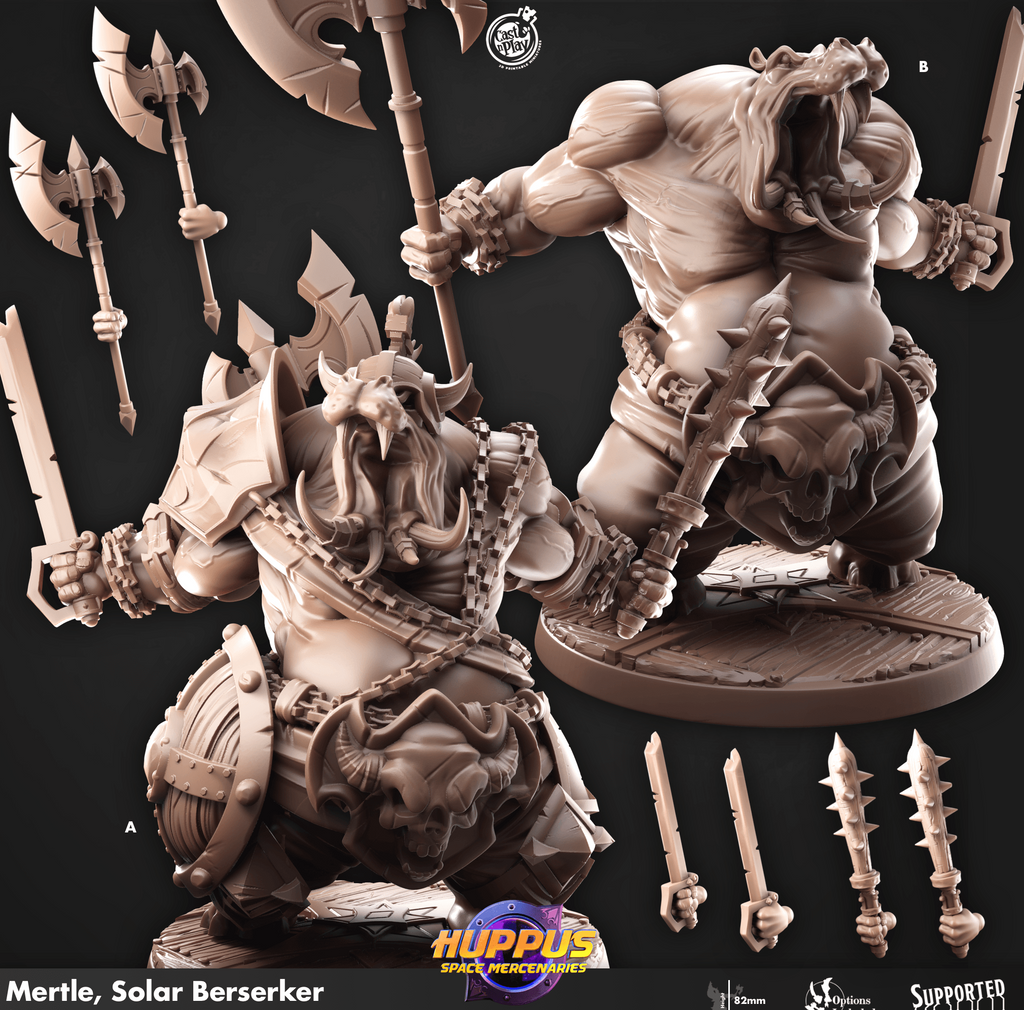 3D Printed Cast n Play 625 Mertle Solar Berserker Huppus, Space Mercenaries Set 28mm 32mm D&D