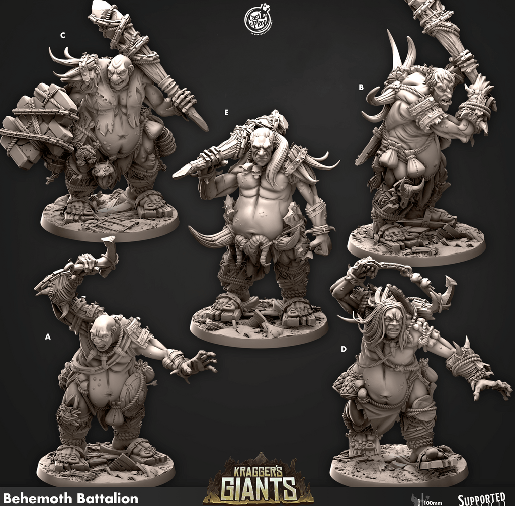 3D Printed Cast n Play 693 Behemoth Battalion Kragger's Giants Set 28mm 32mm D&D