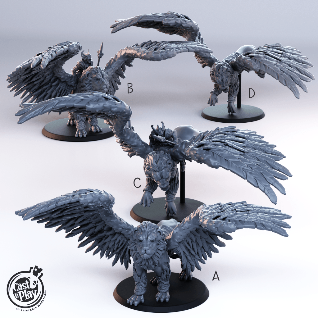 3D Printed Cast n Play - Celestial Beast Set 28mm 32mm D&D