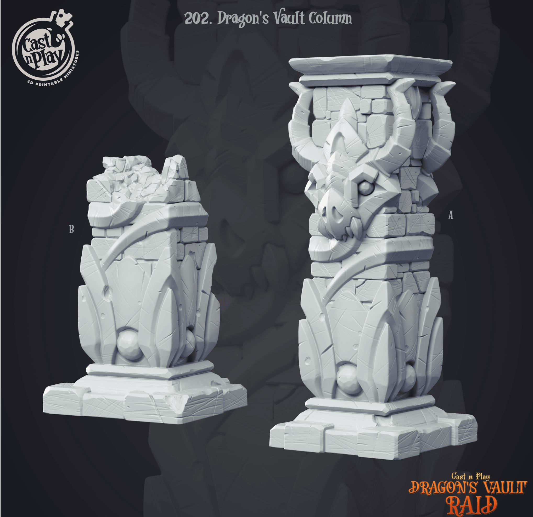 3D Printed Cast n Play Dragon's Vault Columns  Dragon's Hoard 28mm 32mm D&D