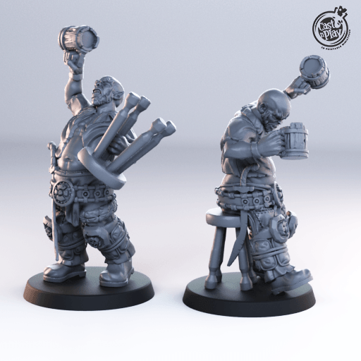 3D Printed Cast n Play Drunk Orc Townsfolk 28mm 32mm D&D