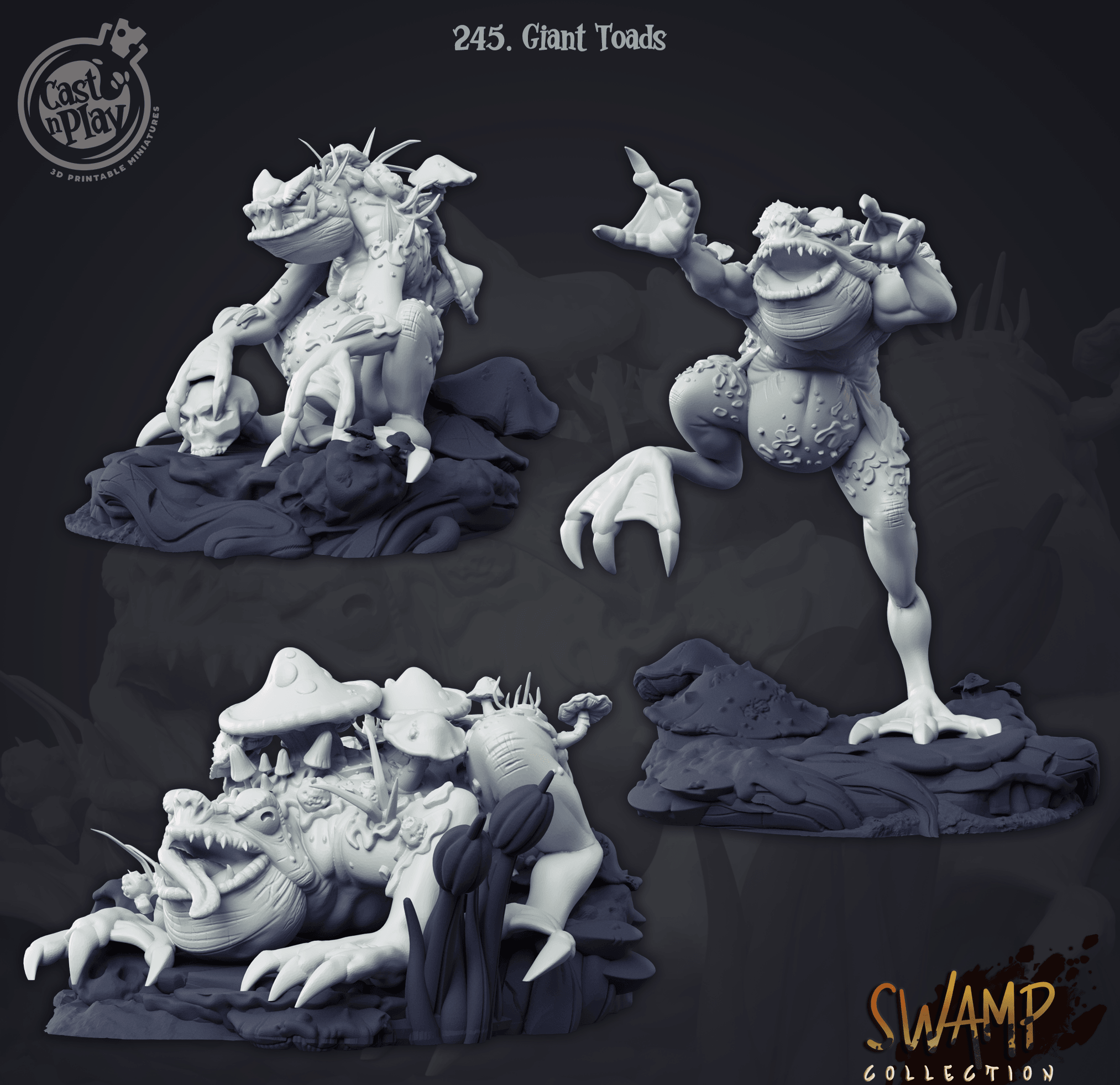 3D Printed Cast n Play Giant Toads Set - Swamp Collection - 28mm 32mm D&D