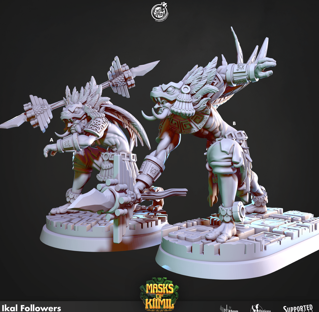 3D Printed Cast n Play Ikal Followers Masks of Kiimil 28 32mm D&D