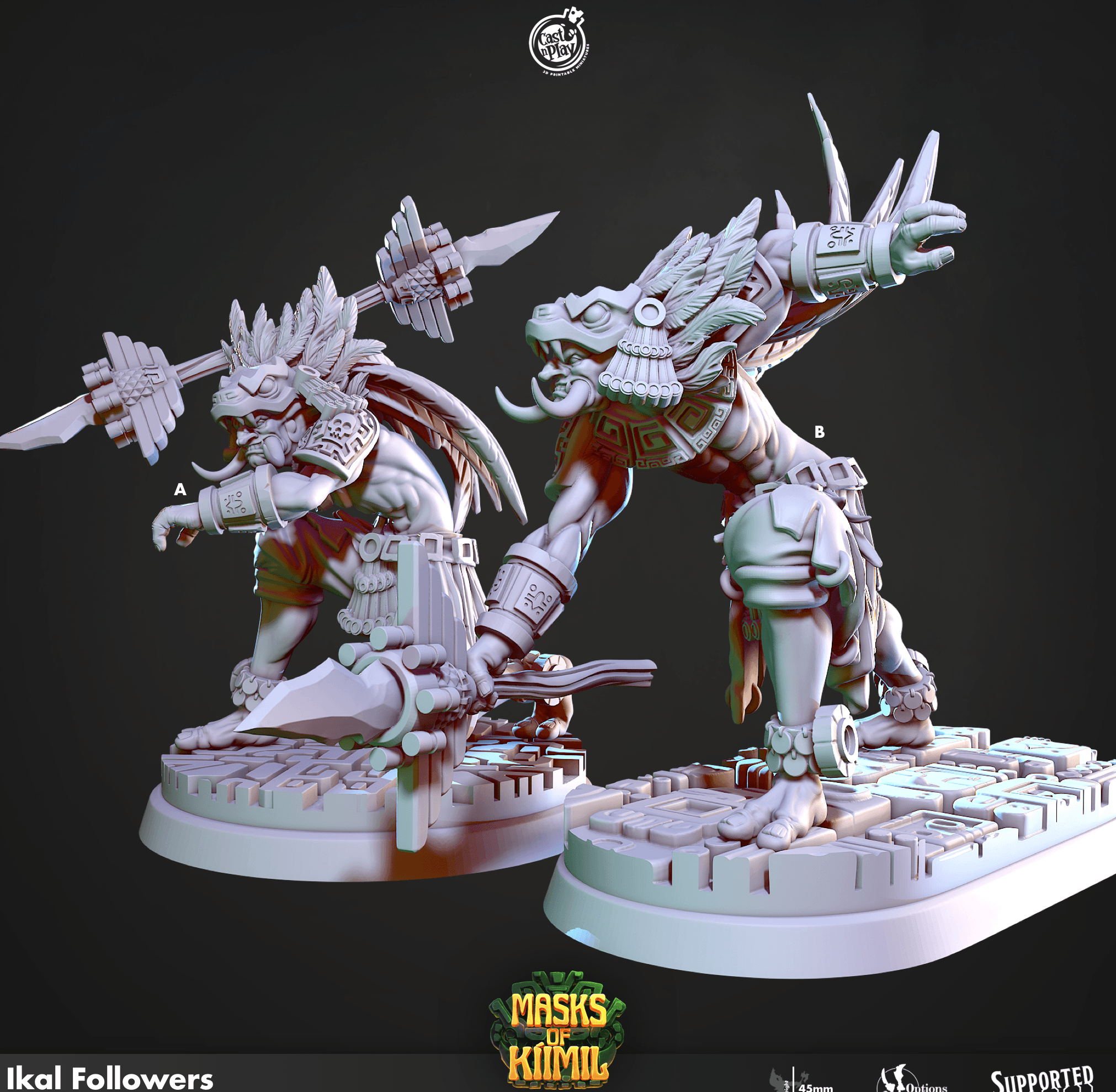 3D Printed Cast n Play Ikal Followers Masks of Kiimil 28 32mm D&D