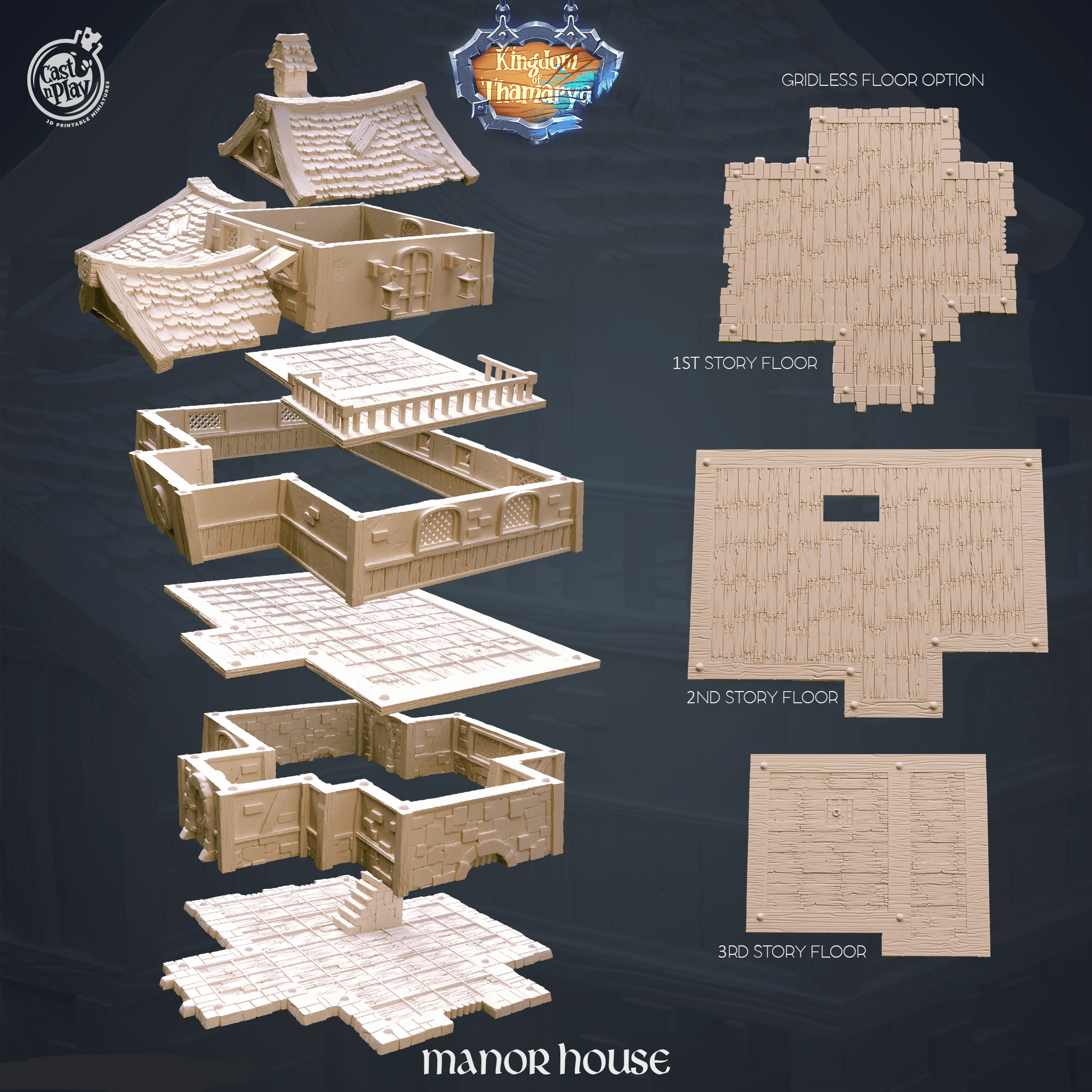 3D Printed Cast n Play Mannor House Kingdom Of Thamarya 28mm 32mm D&D