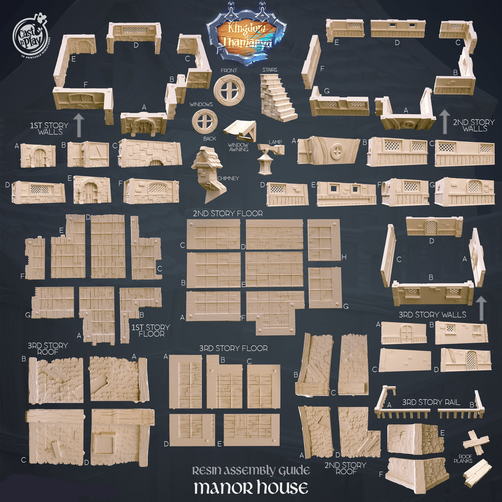 3D Printed Cast n Play Mannor House Kingdom Of Thamarya 28mm 32mm D&D