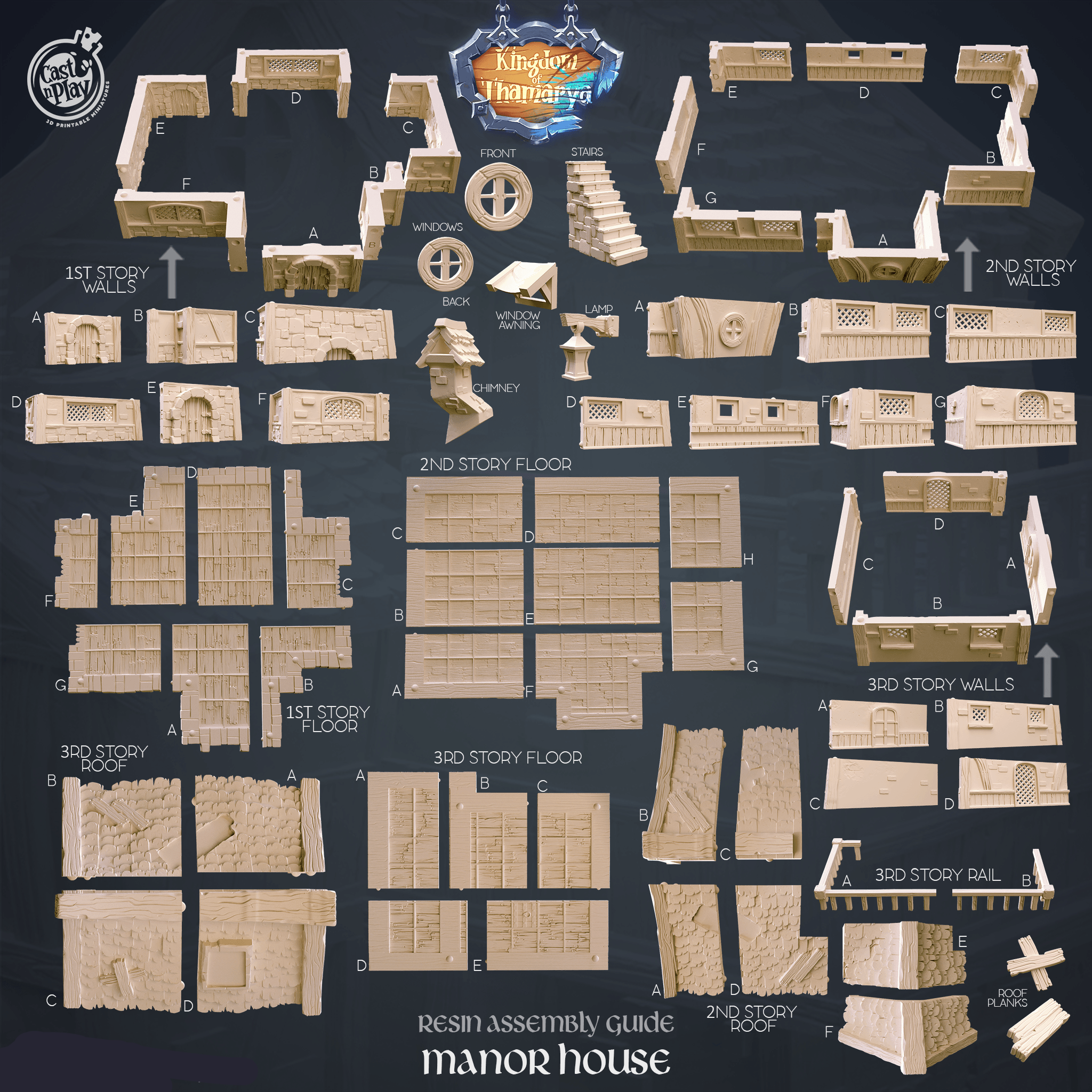 3D Printed Cast n Play Mannor House Kingdom Of Thamarya 28mm 32mm D&D