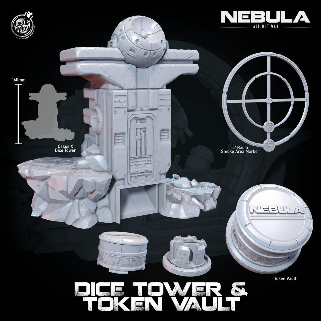 3D Printed Cast n Play Nebula Dice Tower and Token Vault Nebula All Out War 28mm 32mm D&D