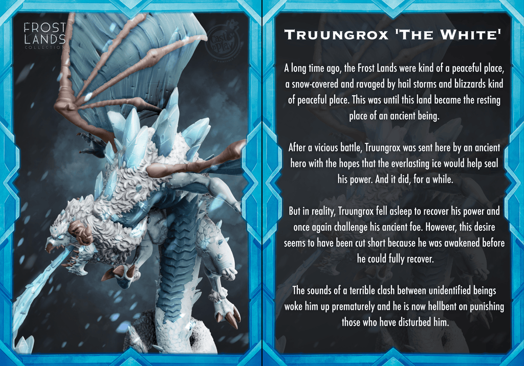 3D Printed Cast n Play Truungrox The White Dragon Frost Land 28mm 32mm D&D