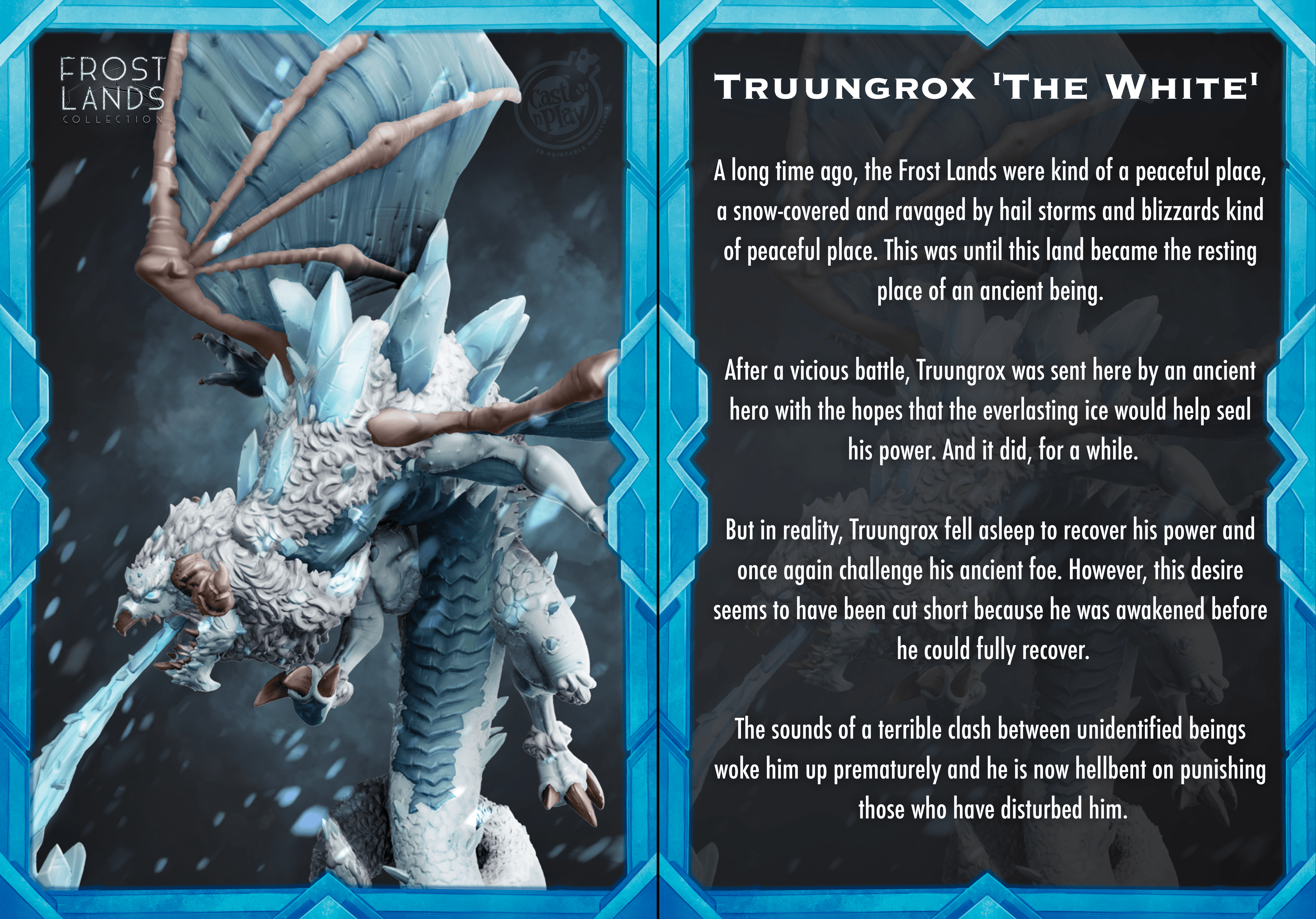 3D Printed Cast n Play Truungrox The White Dragon Frost Land 28mm 32mm D&D