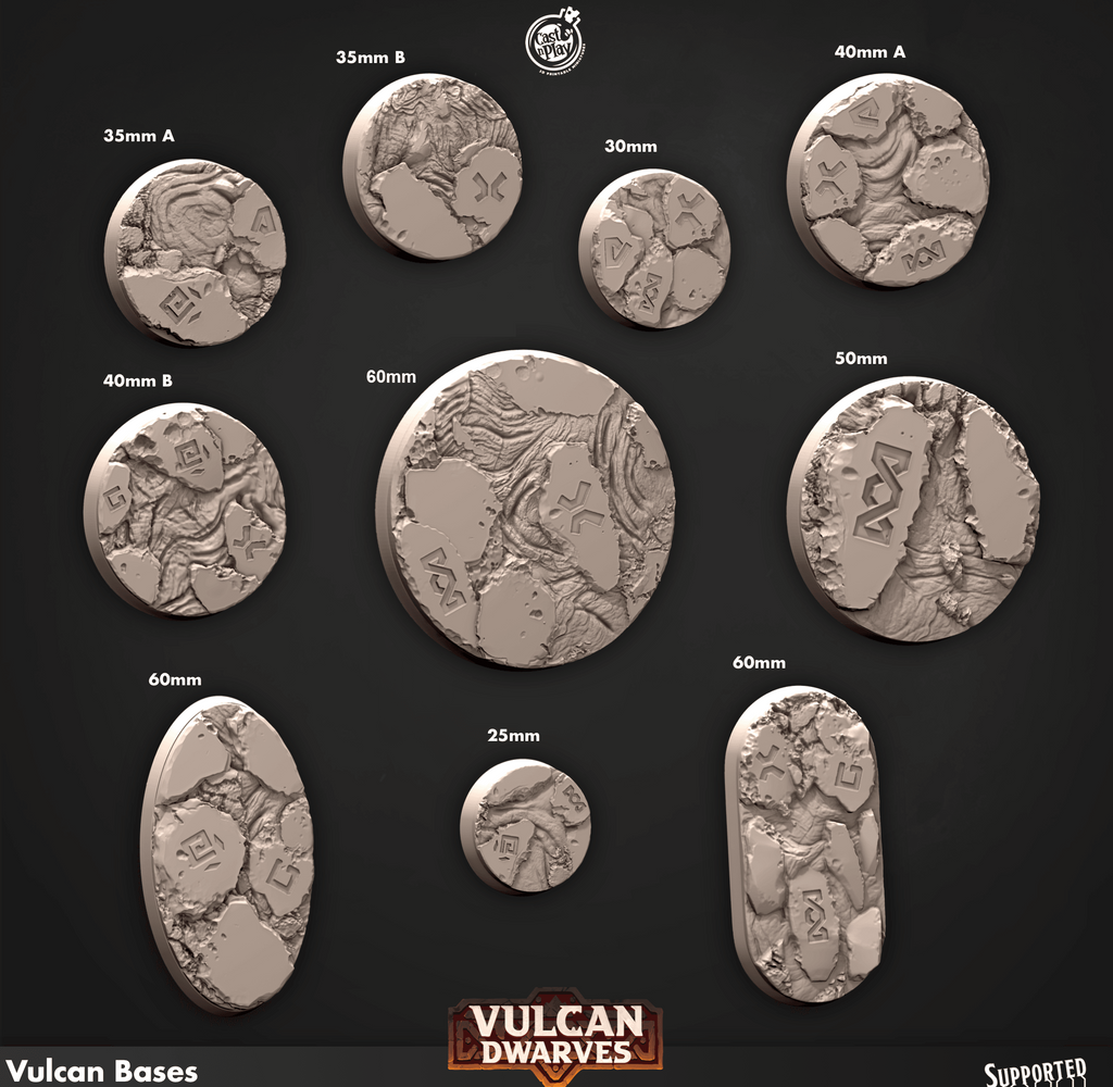 3D Printed Cast n Play Vulcan Bases Vulcan Dwarves Set 28mm 32mm D&D