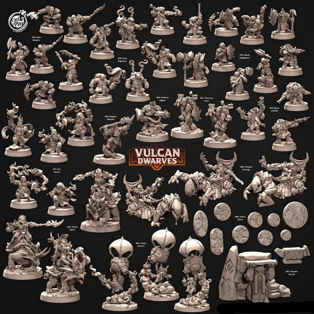 3D Printed Cast n Play Vulcan Bases Vulcan Dwarves Set 28mm 32mm D&D
