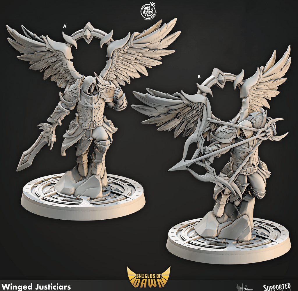 3D Printed Cast n Play Winged Justiciars Shields of Dawn 28mm 32mm D&D