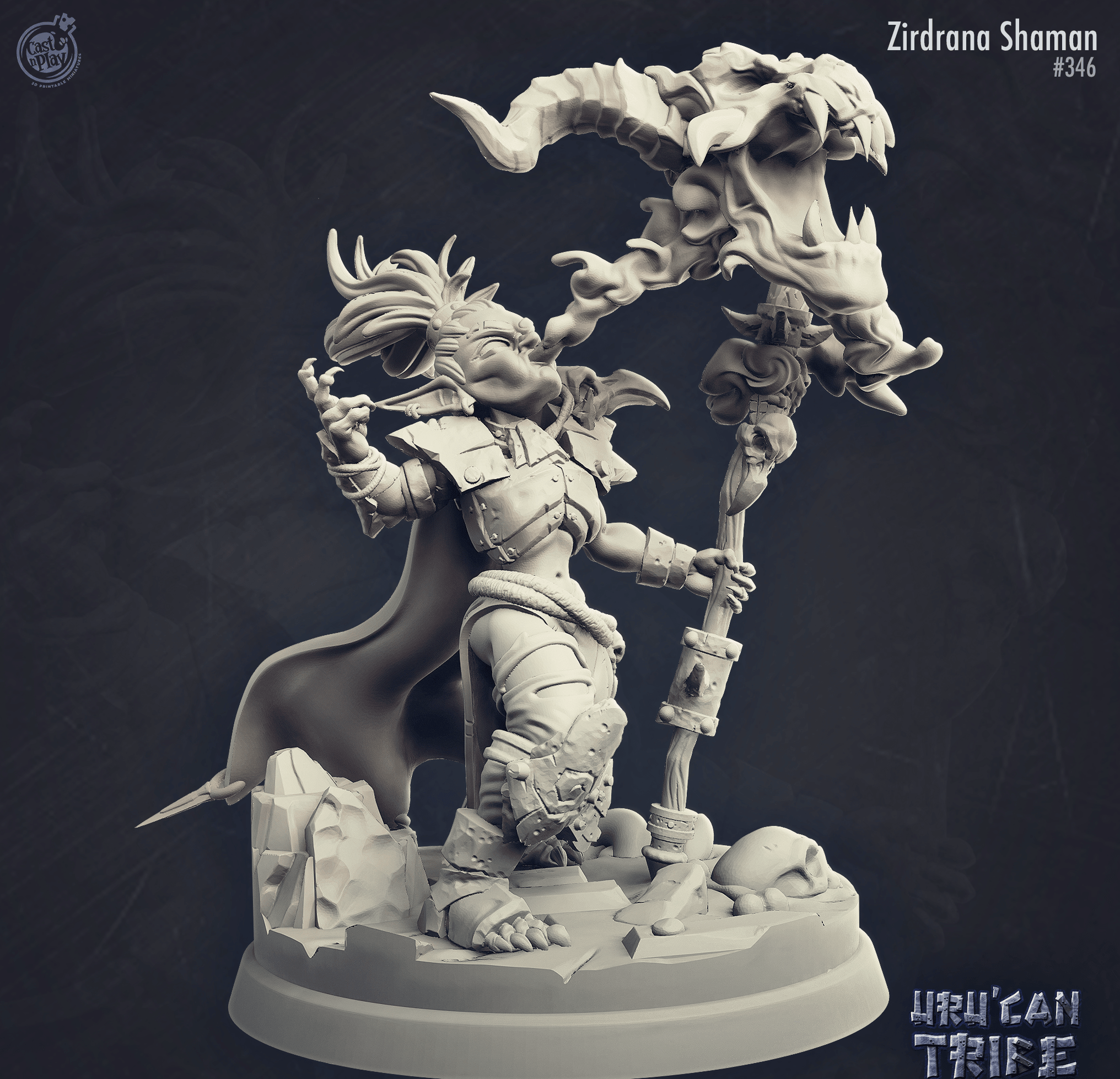 3D Printed Cast n Play Zirdrana The Shaman Goblin Uru'Can Tribe 28mm 32mm D&D
