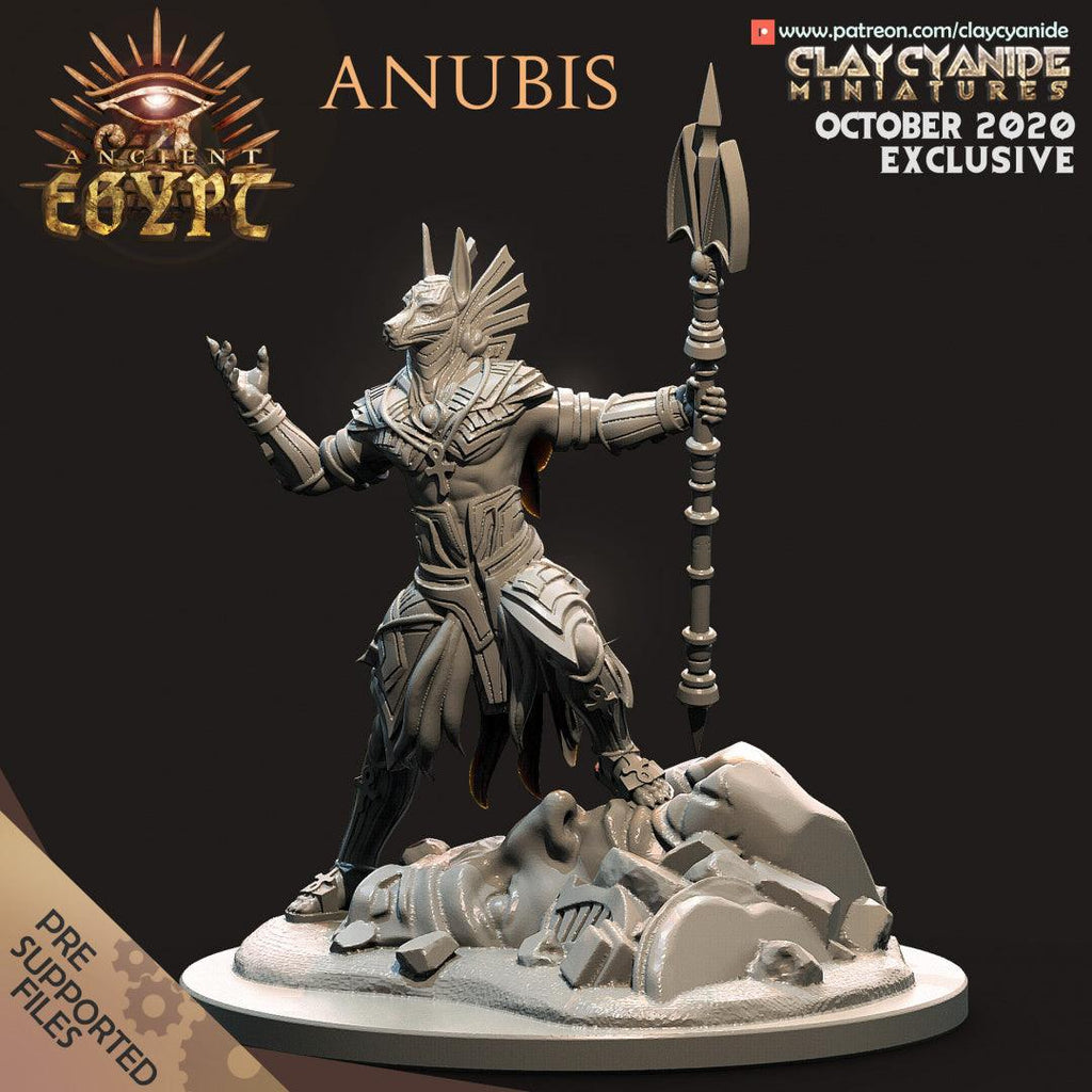 3D Printed Clay Cyanide Anubis Egyptian Mythology 28 32 mm D&D