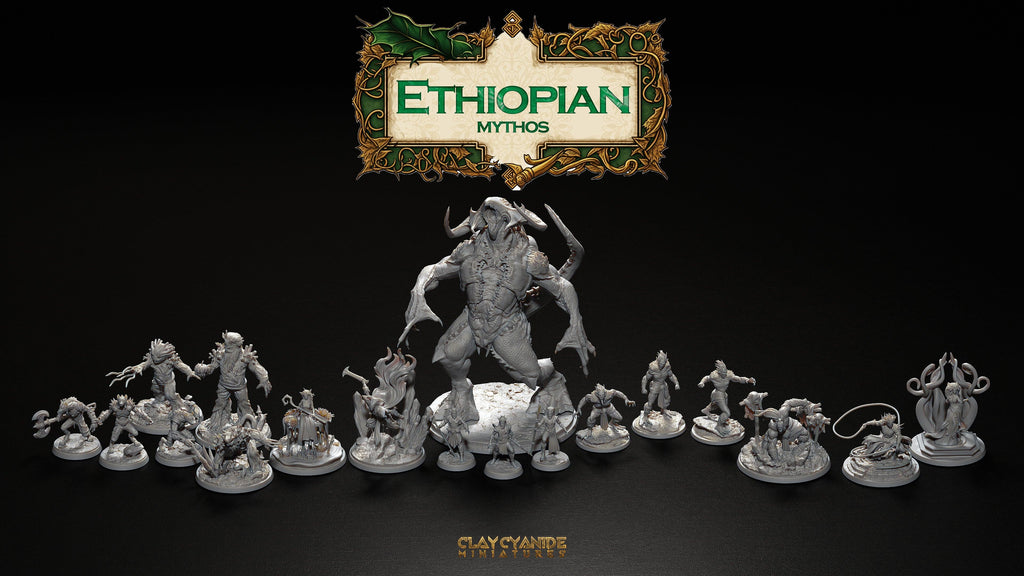 3D Printed Clay Cyanide Bulgu Ethiopian Mythos 28 32 mm D&D