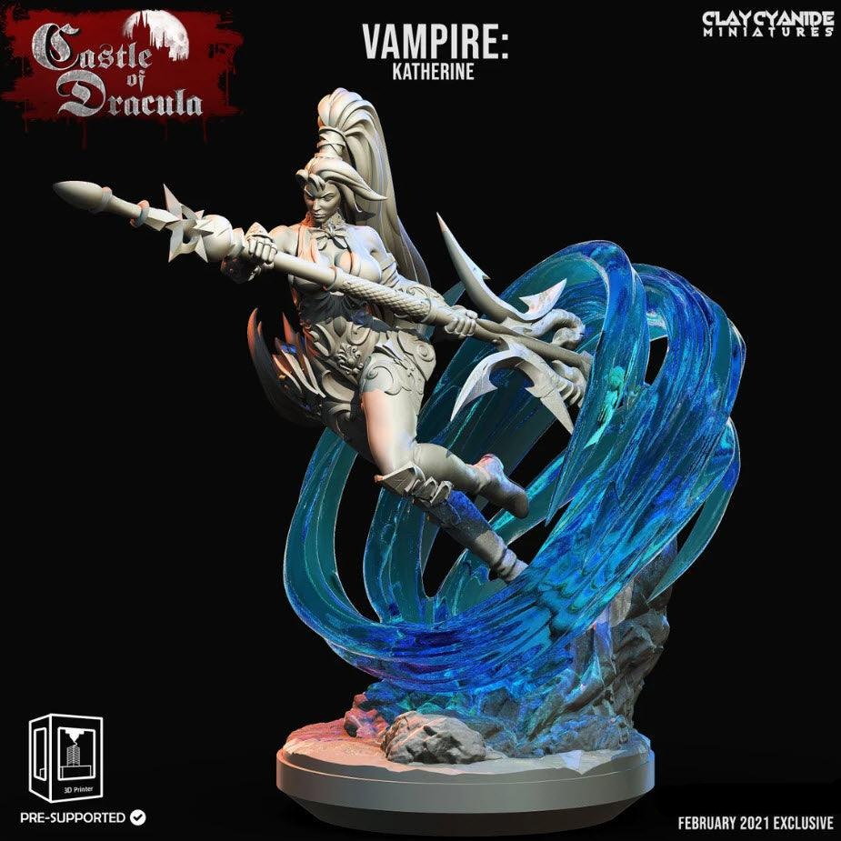 3D Printed Clay Cyanide Castle of Dracula - Vampire Katherine 28mm 32mm D&D